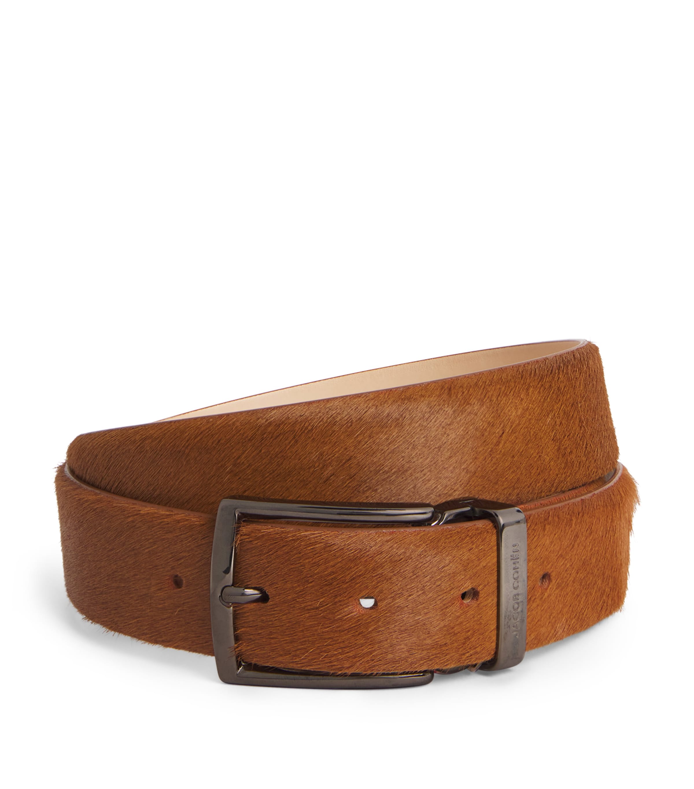 Shop Jacob Cohen Calf-hair Belt In Brown