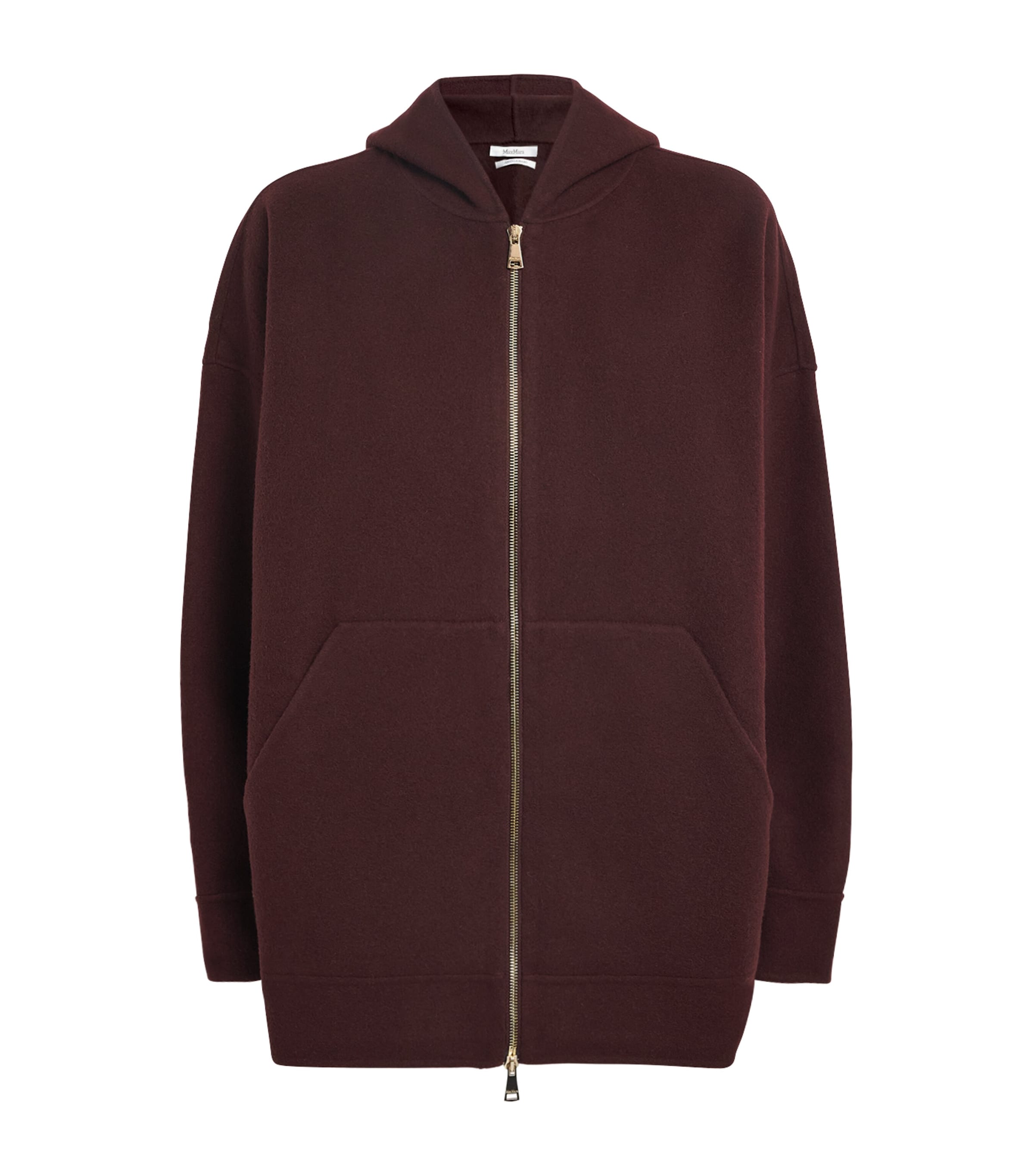 Max Mara Wool-blend Zip-up Hoodie In Brown