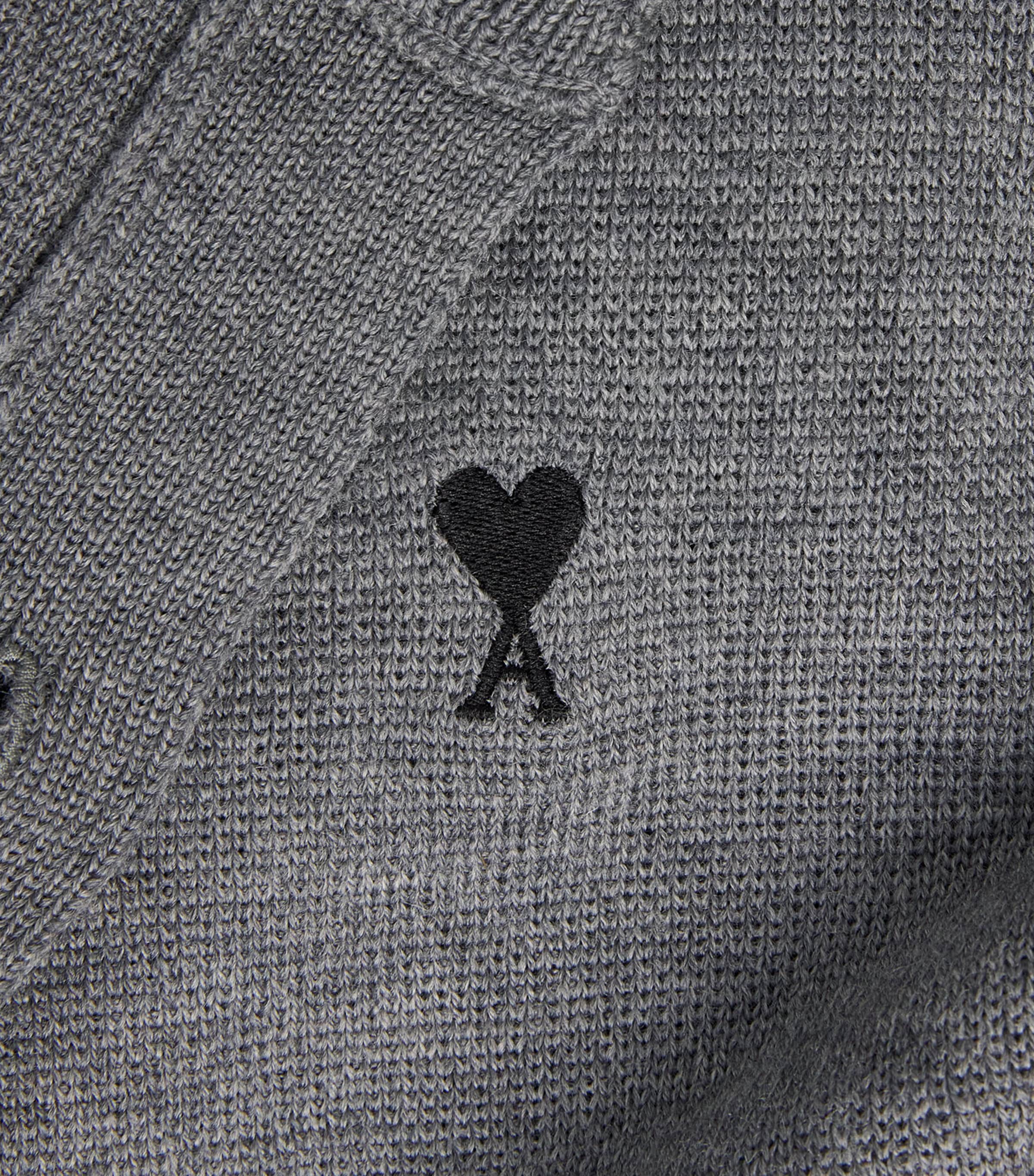 AMI Paris Womens Wool Ami De Coeur Cardigan Grs Cndre Chn/noir Image 6