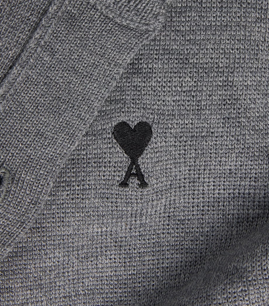 AMI Paris Womens Wool Ami De Coeur Cardigan Grs Cndre Chn/noir Image 6