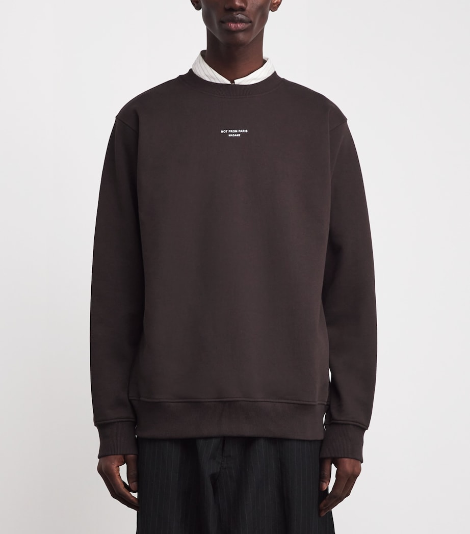 Cotton Slogan Sweatshirt DBN / DARK BROWN Image 3