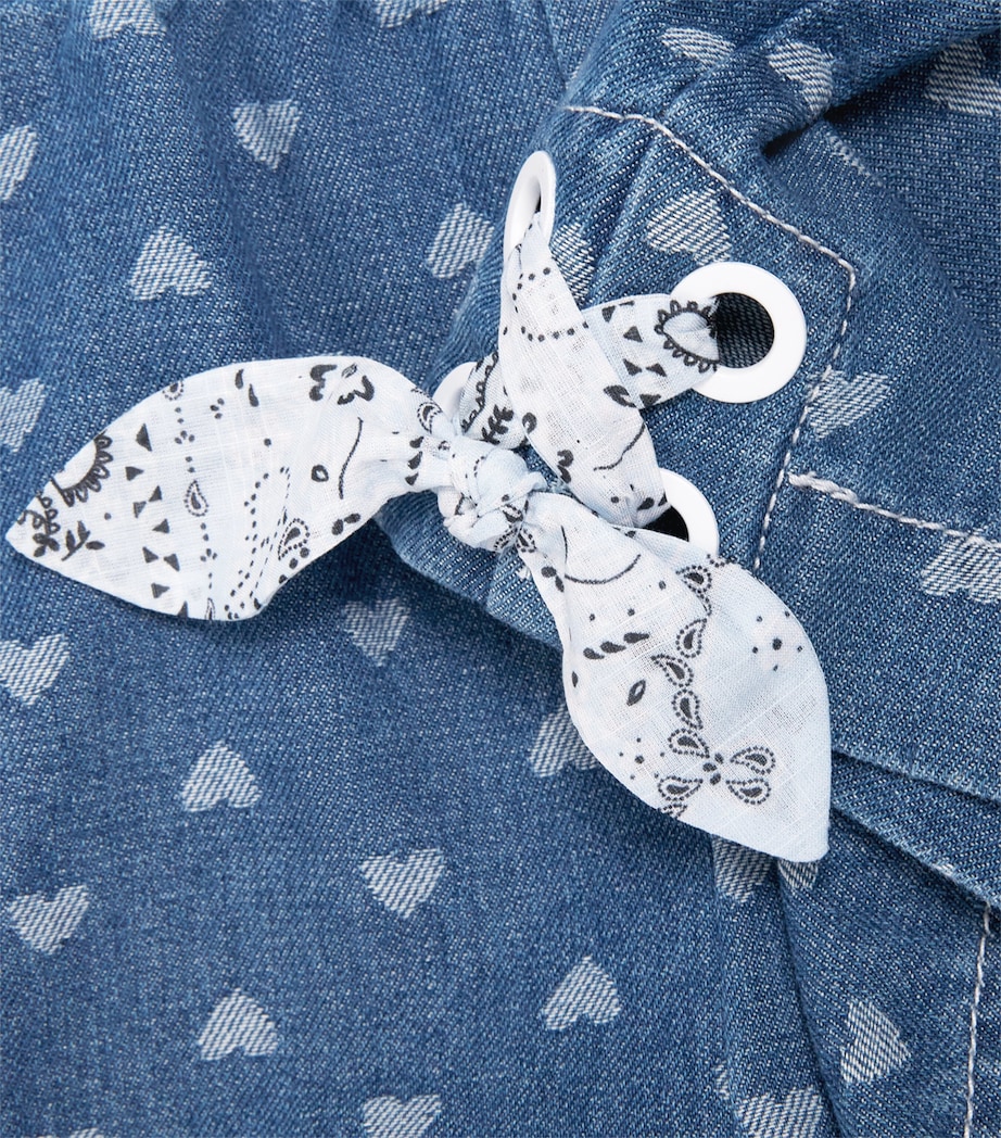 Zimmermann Kids Denim Heart Print Awaken Playsuit (1-12 Years) Jacquard Blue Image 3