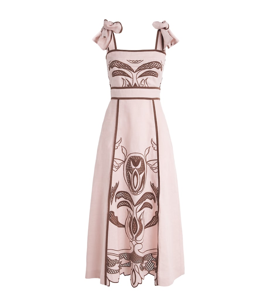 Linen Printed Ornella Midi Dress PINK Image 1
