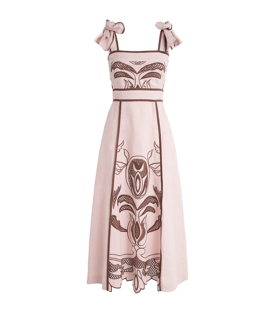 Linen Printed Ornella Midi Dress