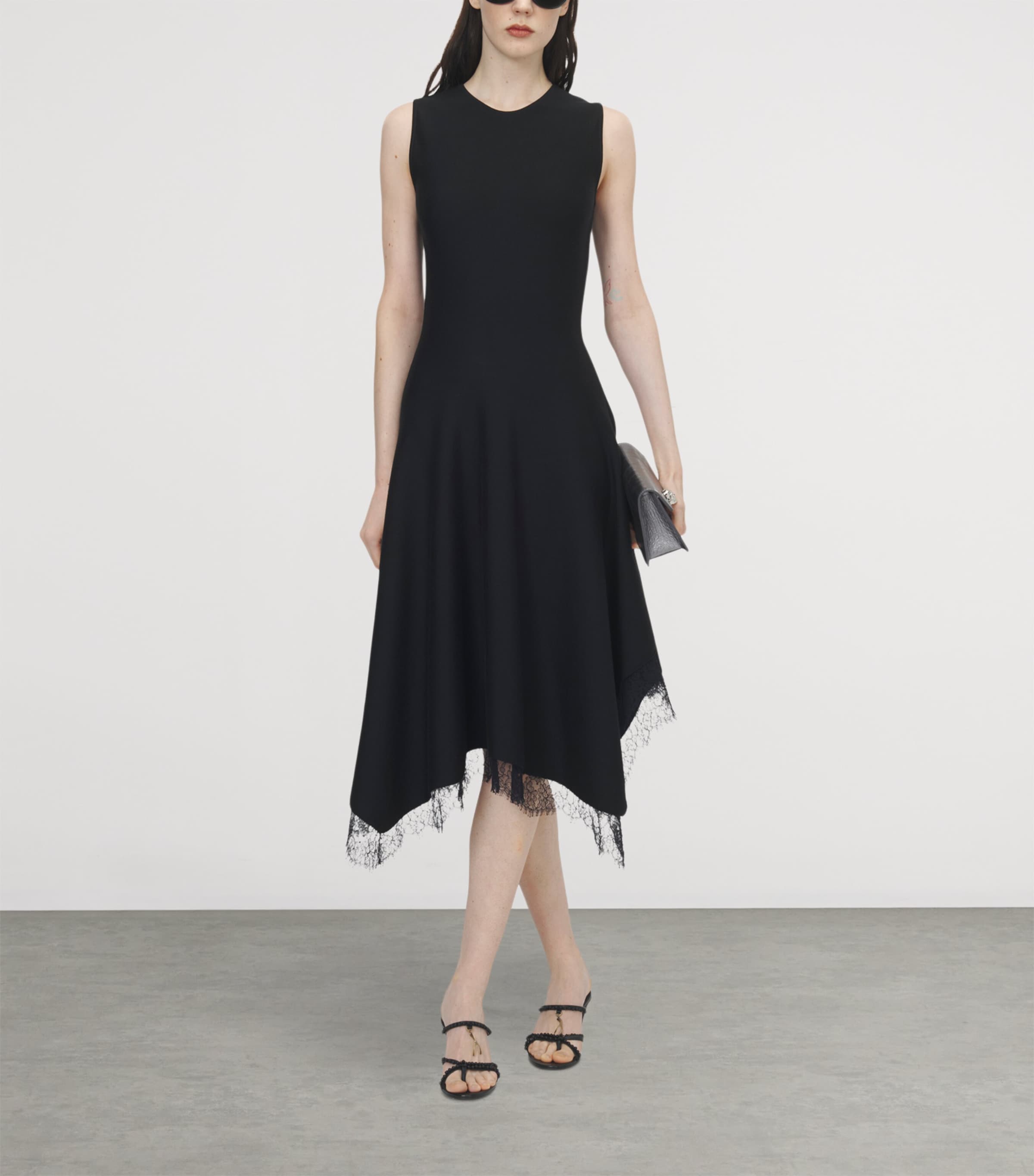 McQueen Womens Lace-Hem Sleeveless Midi Dress Image 2