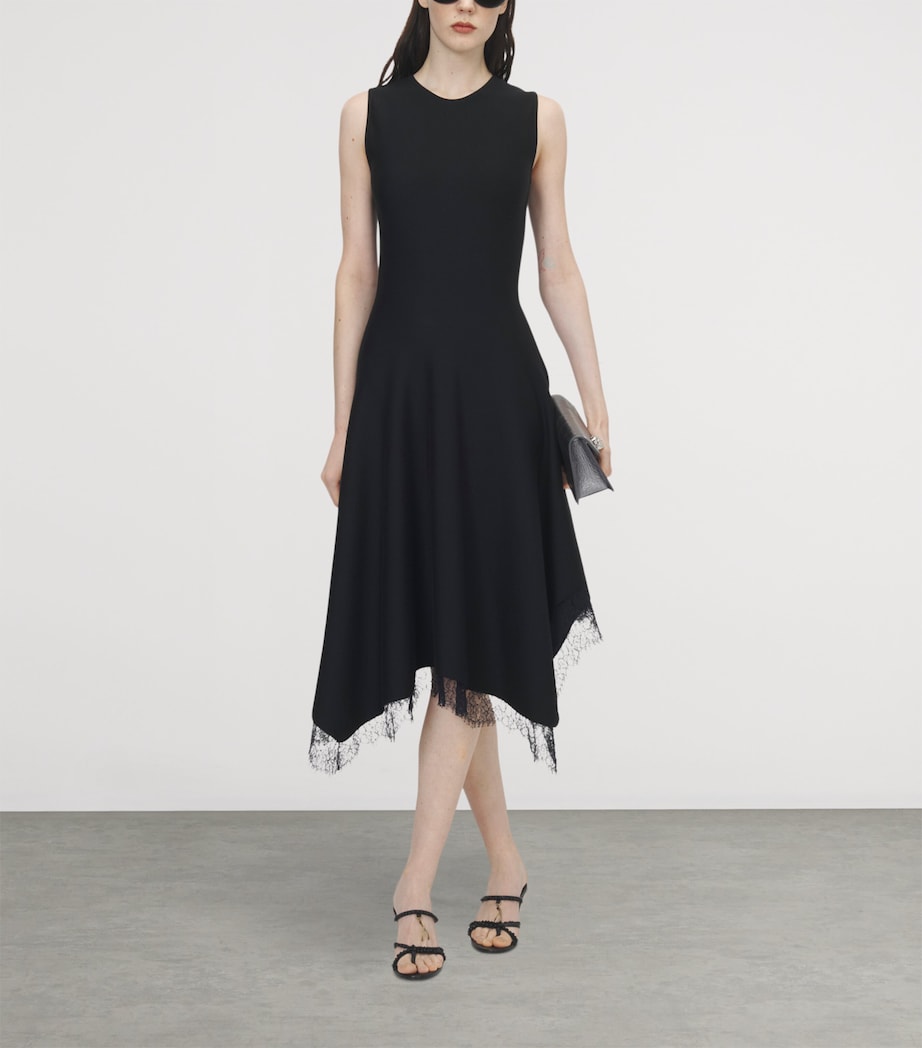 McQueen Womens Lace-Hem Sleeveless Midi Dress Image 2