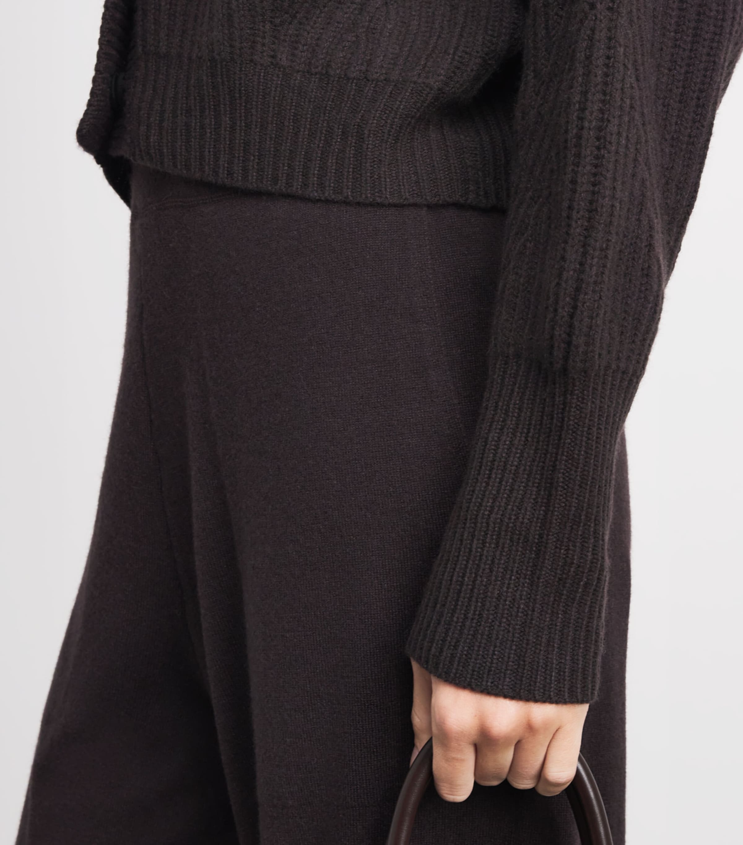 Le Kasha Womens Organic Cashmere Cropped Cardigan Prune Image 3