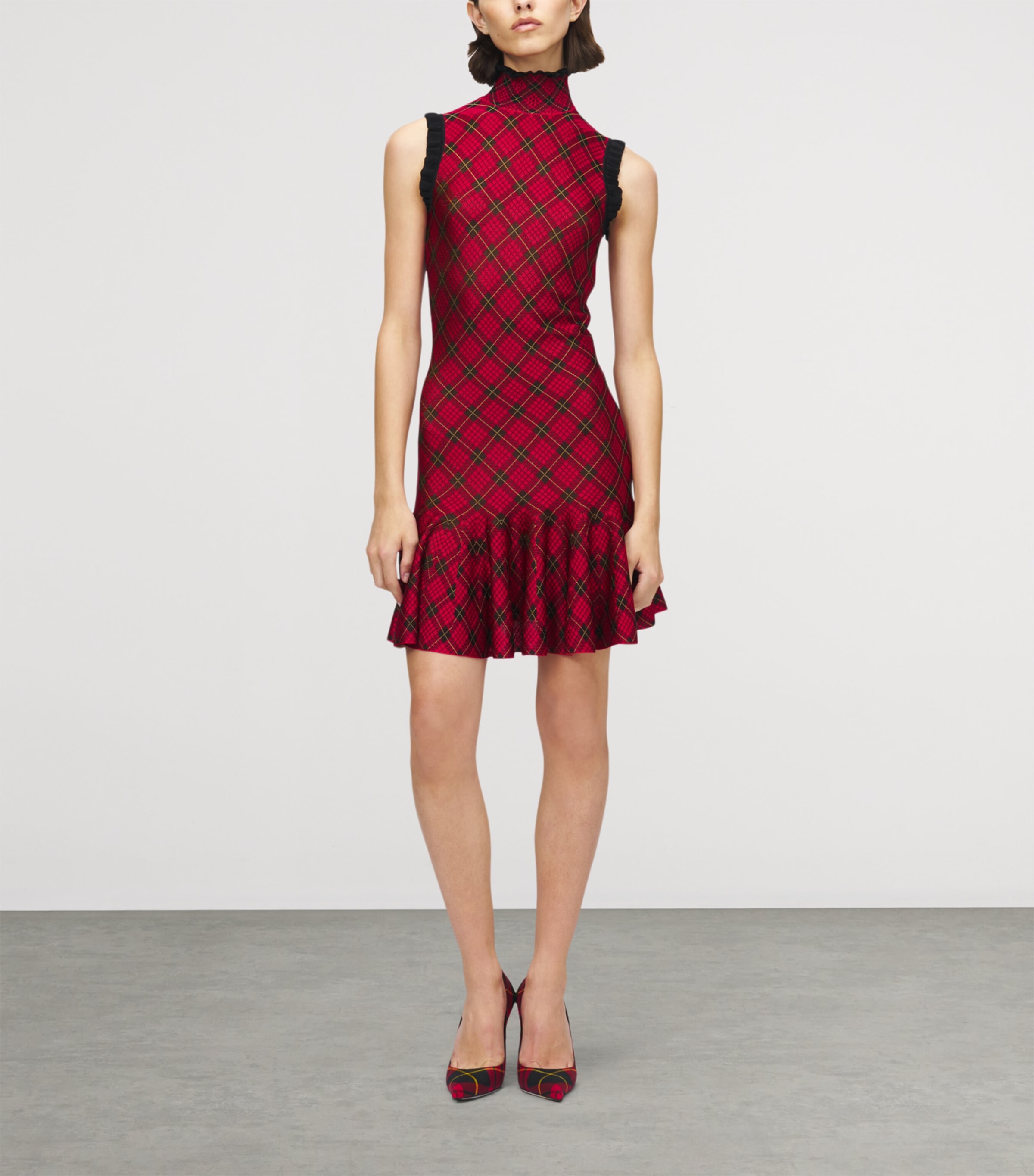 High-Neck Check Mini Dress 6130 Image 2