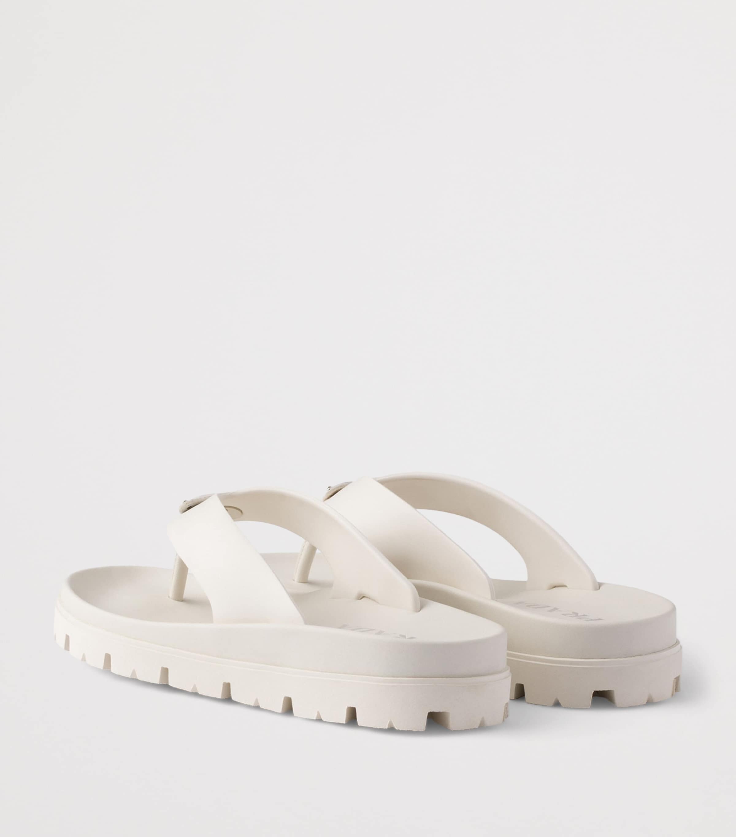 Prada Rubber Logo Thong Sandals Neutral Image 4