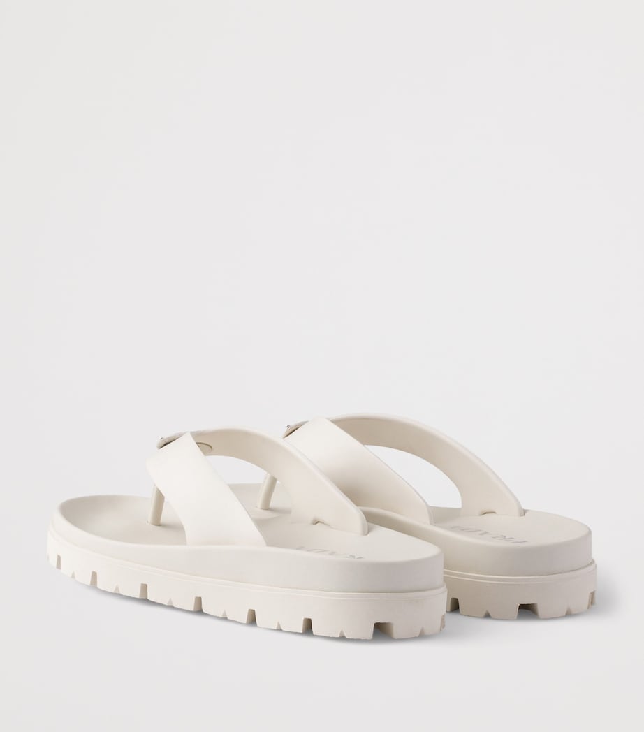 Prada Rubber Logo Thong Sandals Neutral Image 4