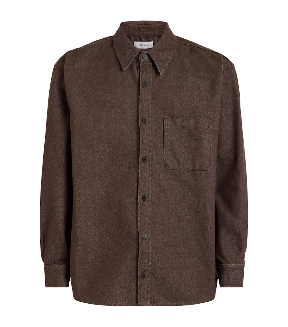 Le 17 Septembre Mens Denim Overshirt Brown Image 1