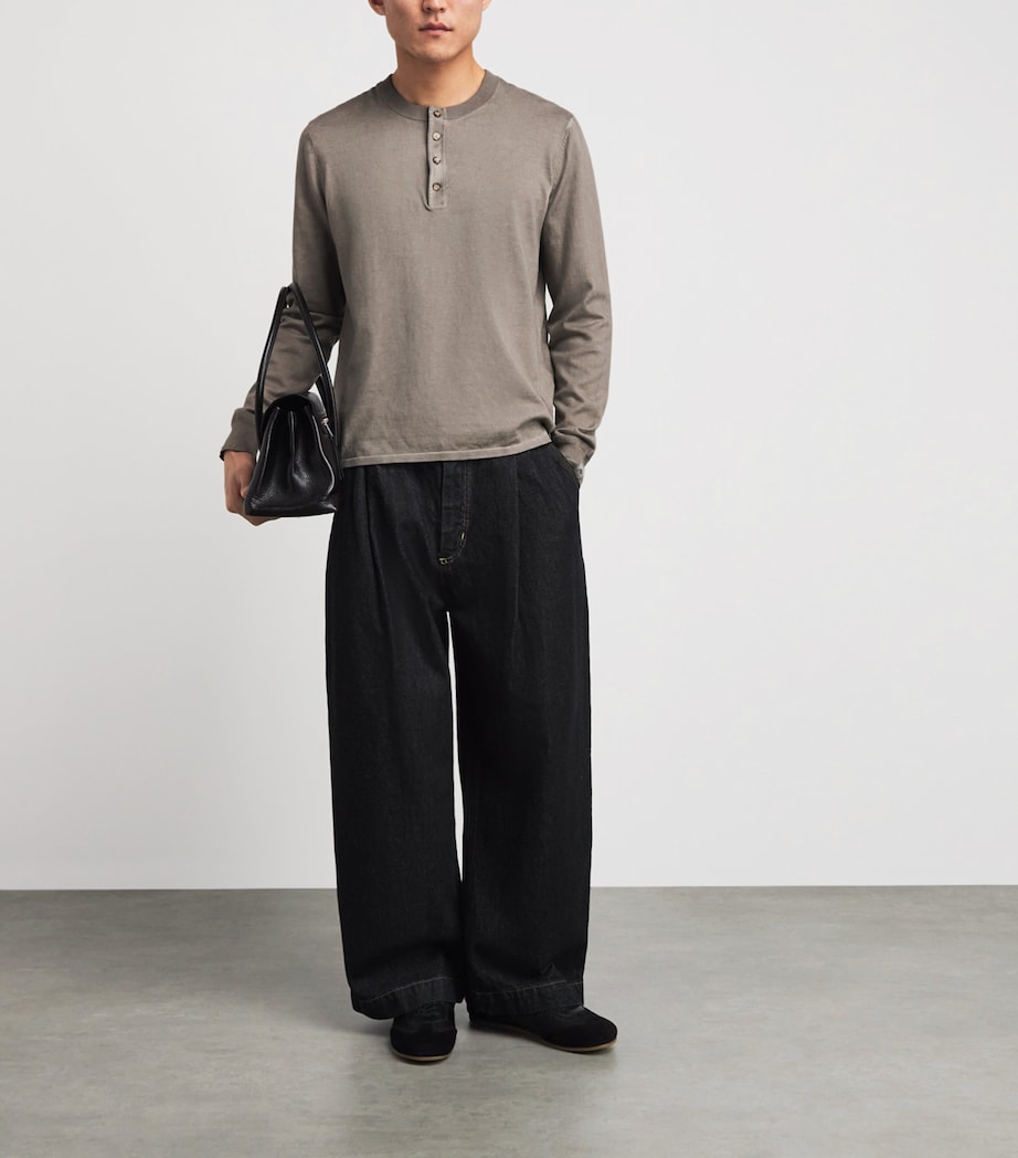 Rag & Bone Mens Supima Cotton Henley T-Shirt Gran Grey Image 2