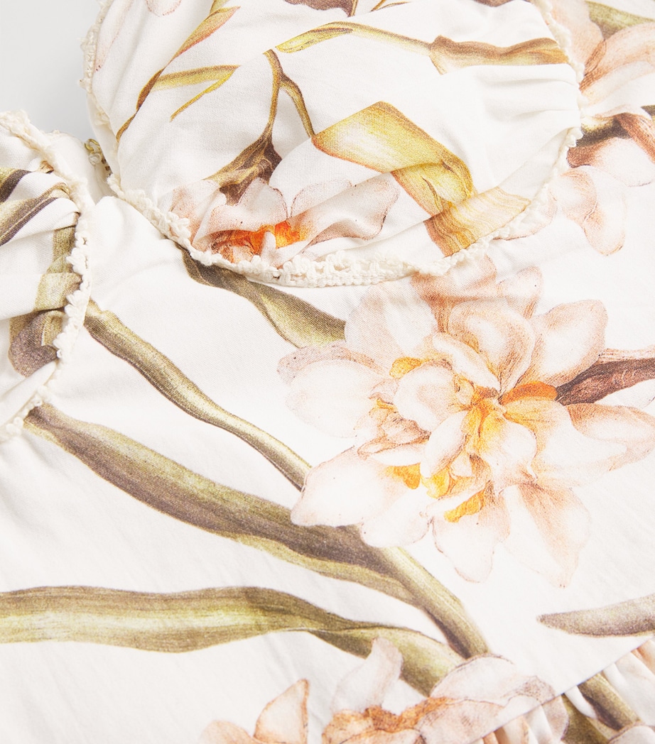 Cotton Peplum Botanic Top OFF WHITE Image 5