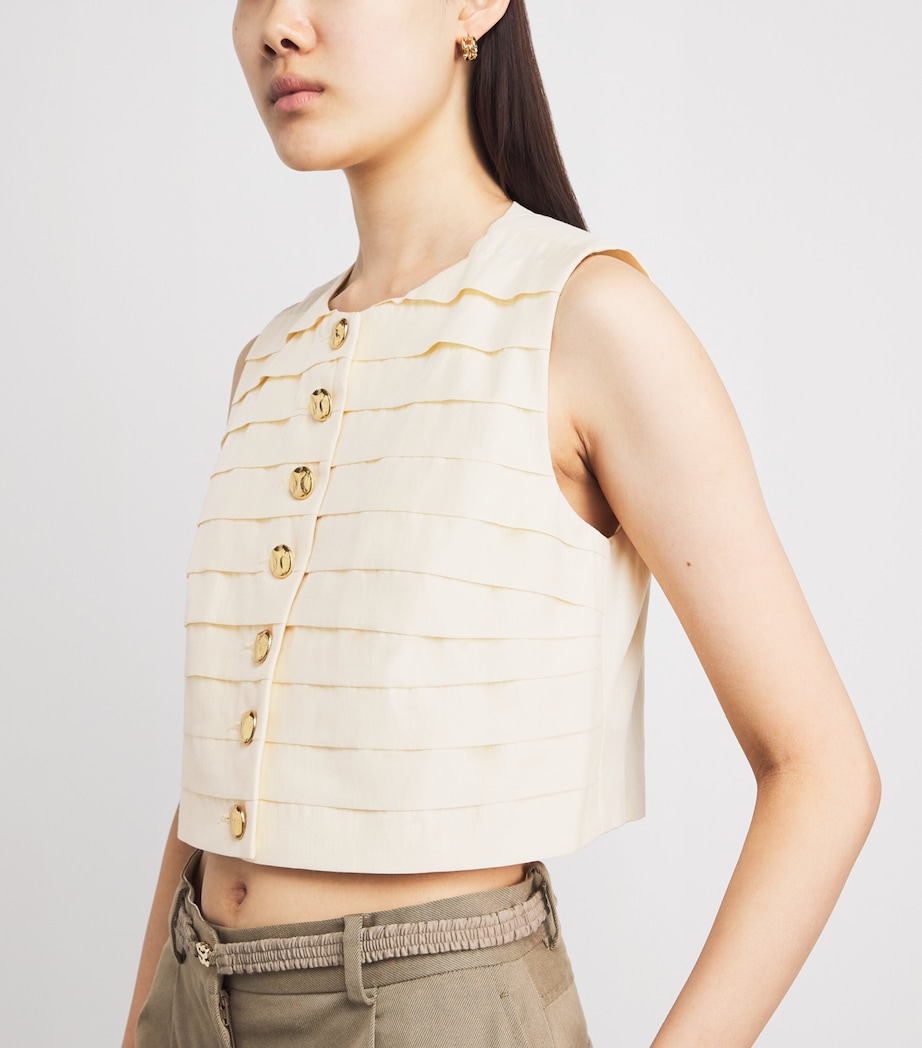 Sandro Paris Womens Cotton-Blend Sleeveless Crop Top Vanilla Image 3