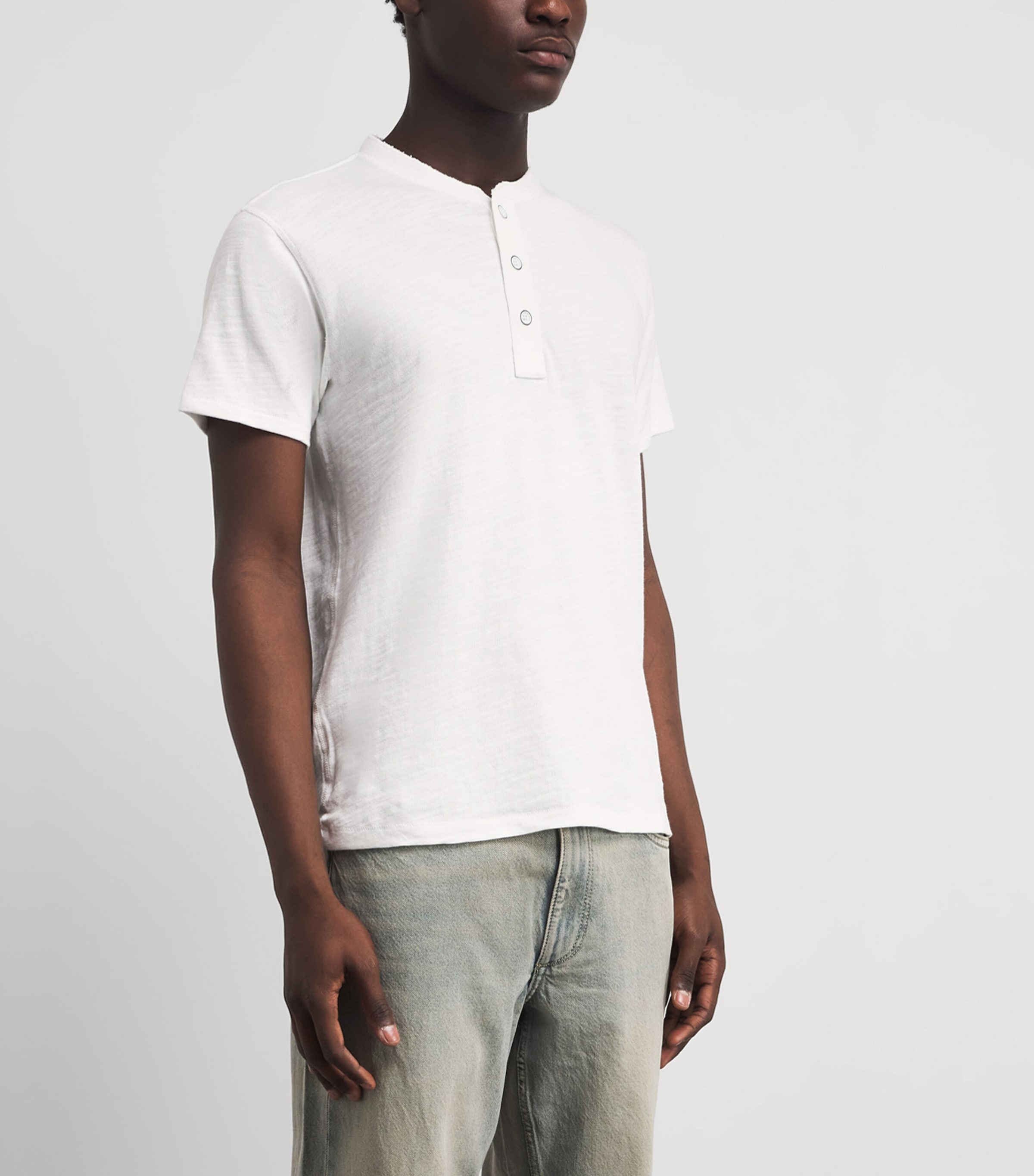 Rag & Bone Mens Cotton Henley Top White Image 4