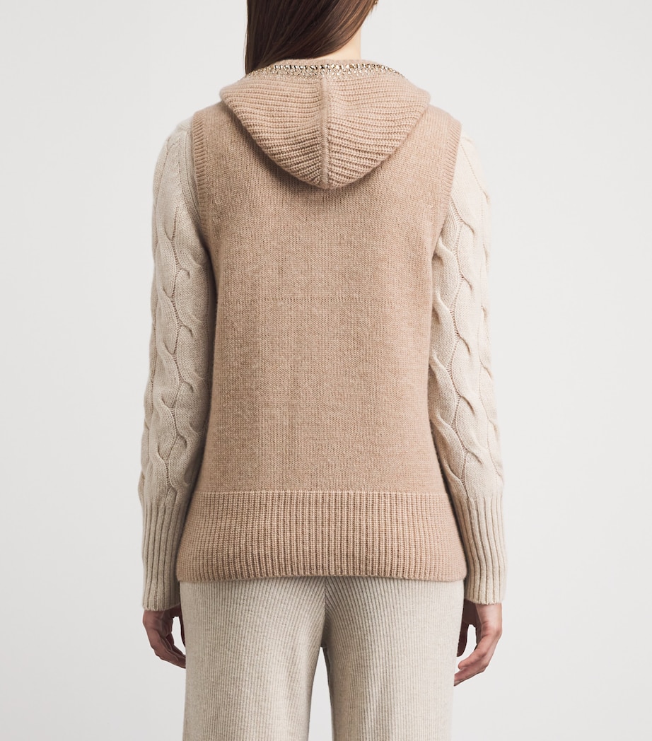 William Sharp Womens Cashmere Crystal-Embellished Gilet Mid Brwn Gldn Shdw Image 5