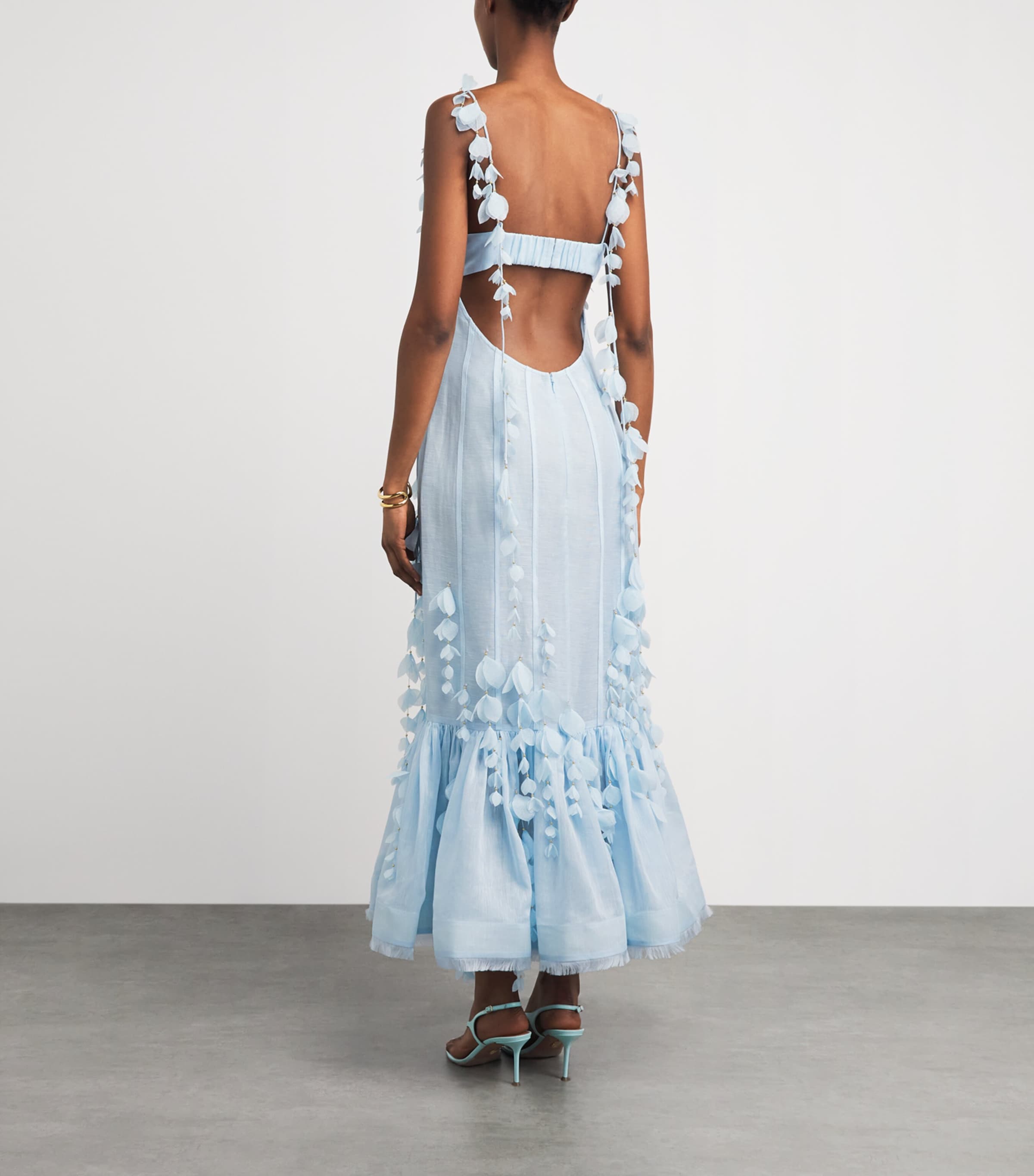 zimmermann blue dress Linen-Silk Petal Midi - Dry clean only Slips