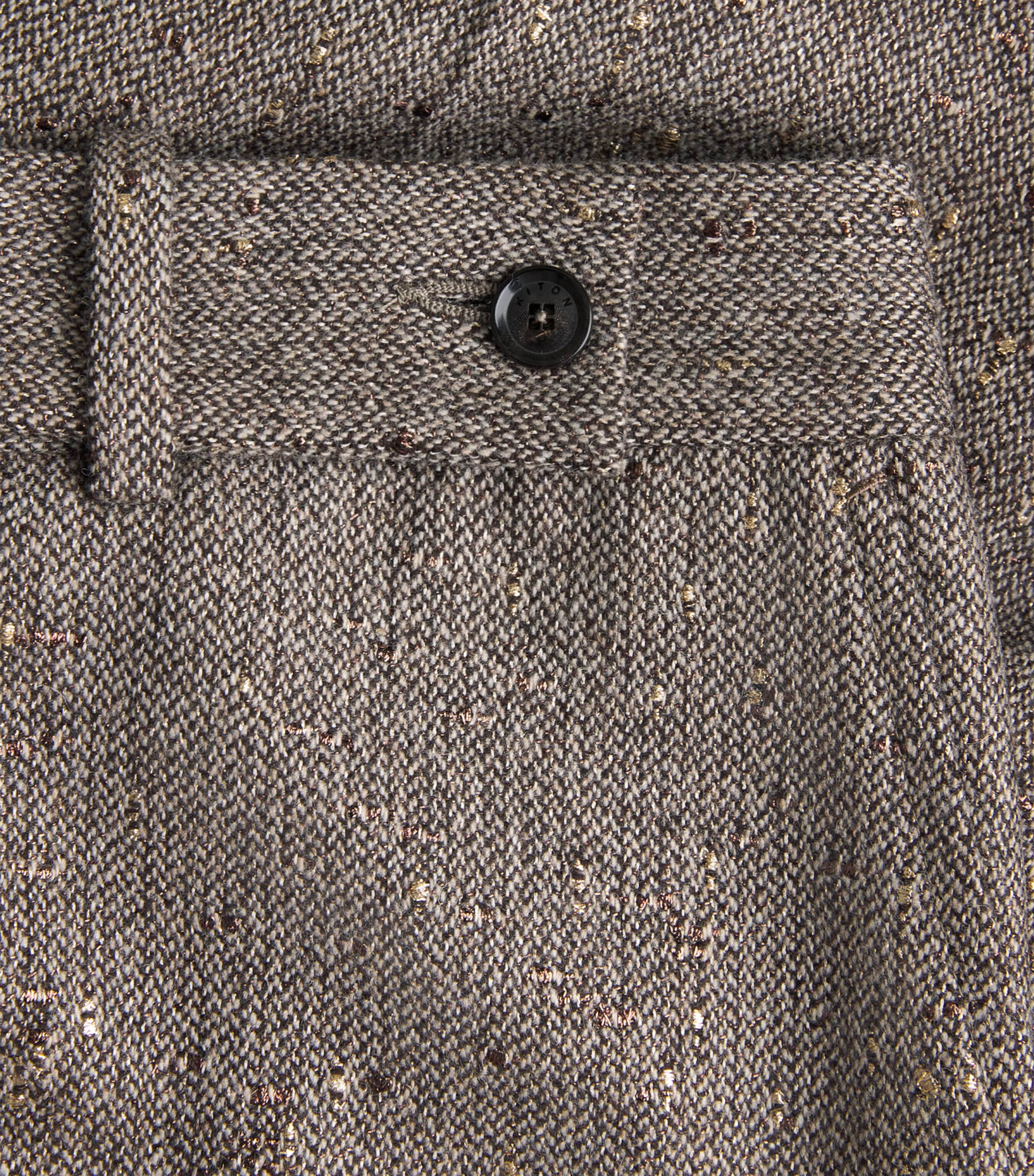 Kiton Womens Virgin Wool-Blend Wide-Leg Trousers Light Brown Tweed Image 6