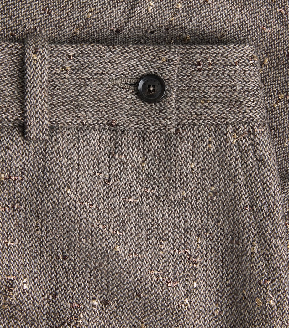 Kiton Womens Virgin Wool-Blend Wide-Leg Trousers Light Brown Tweed Image 6