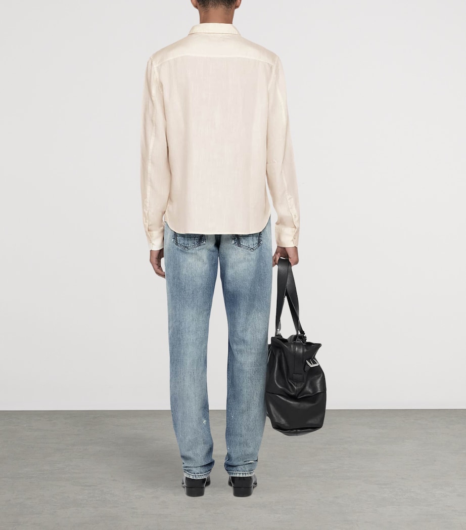 AllSaints Mens Ward Shirt Cream Taupe Image 5