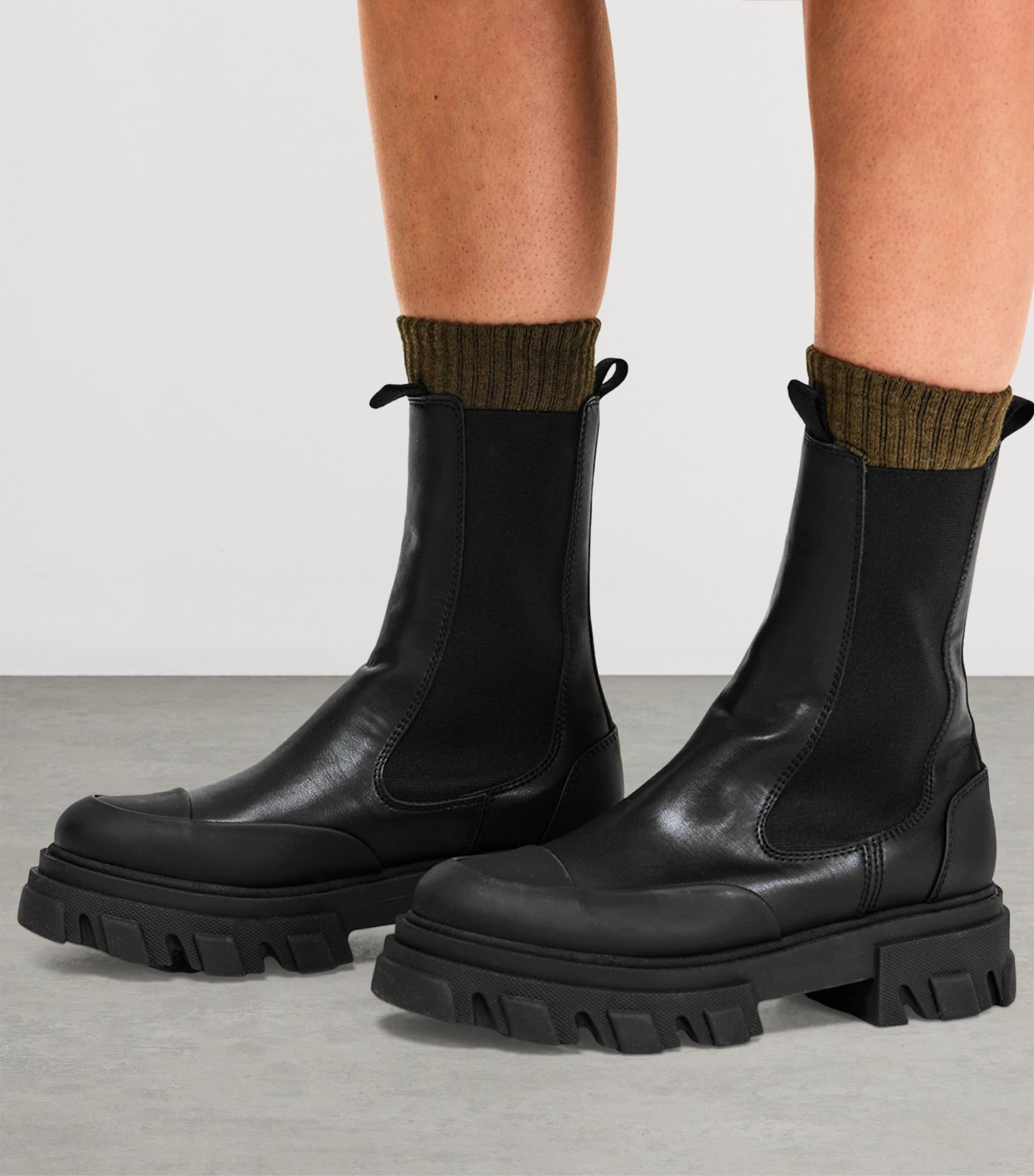 Leather XL Chelsea Boots BLACK Image 2