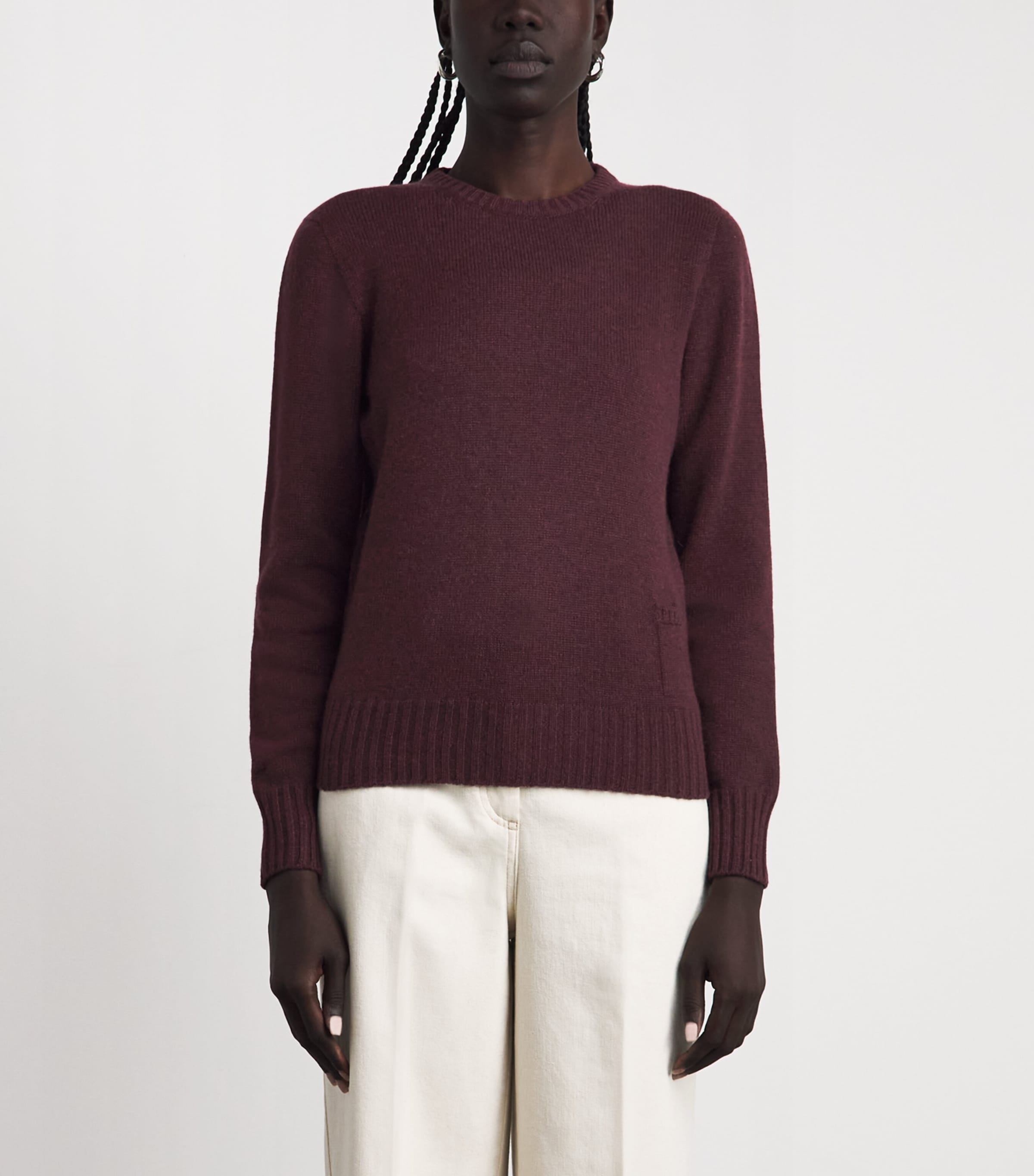 Agnona Womens Cashmere Lipstick Sweater Burgundy Image 4