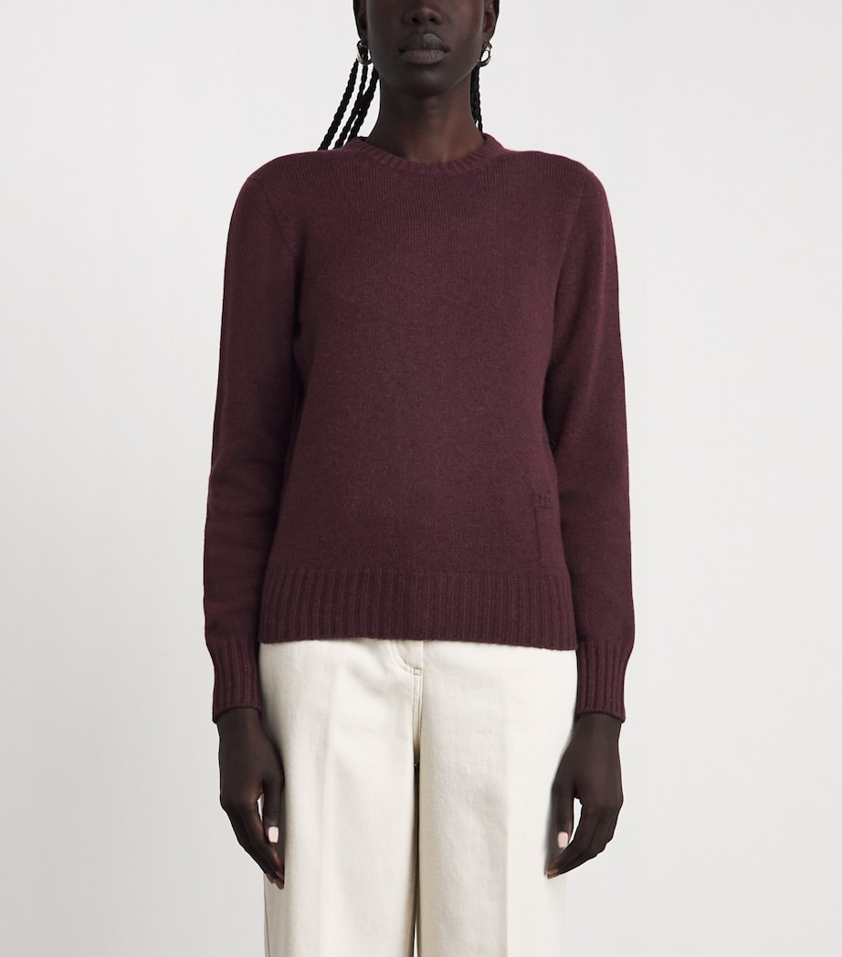 Agnona Womens Cashmere Lipstick Sweater Burgundy Image 4