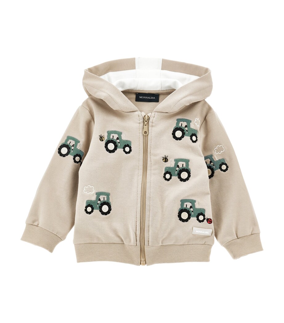 Stretch-Cotton Embroidered Hoodie (3-36 Months) ECRU+BIANCO Image 1