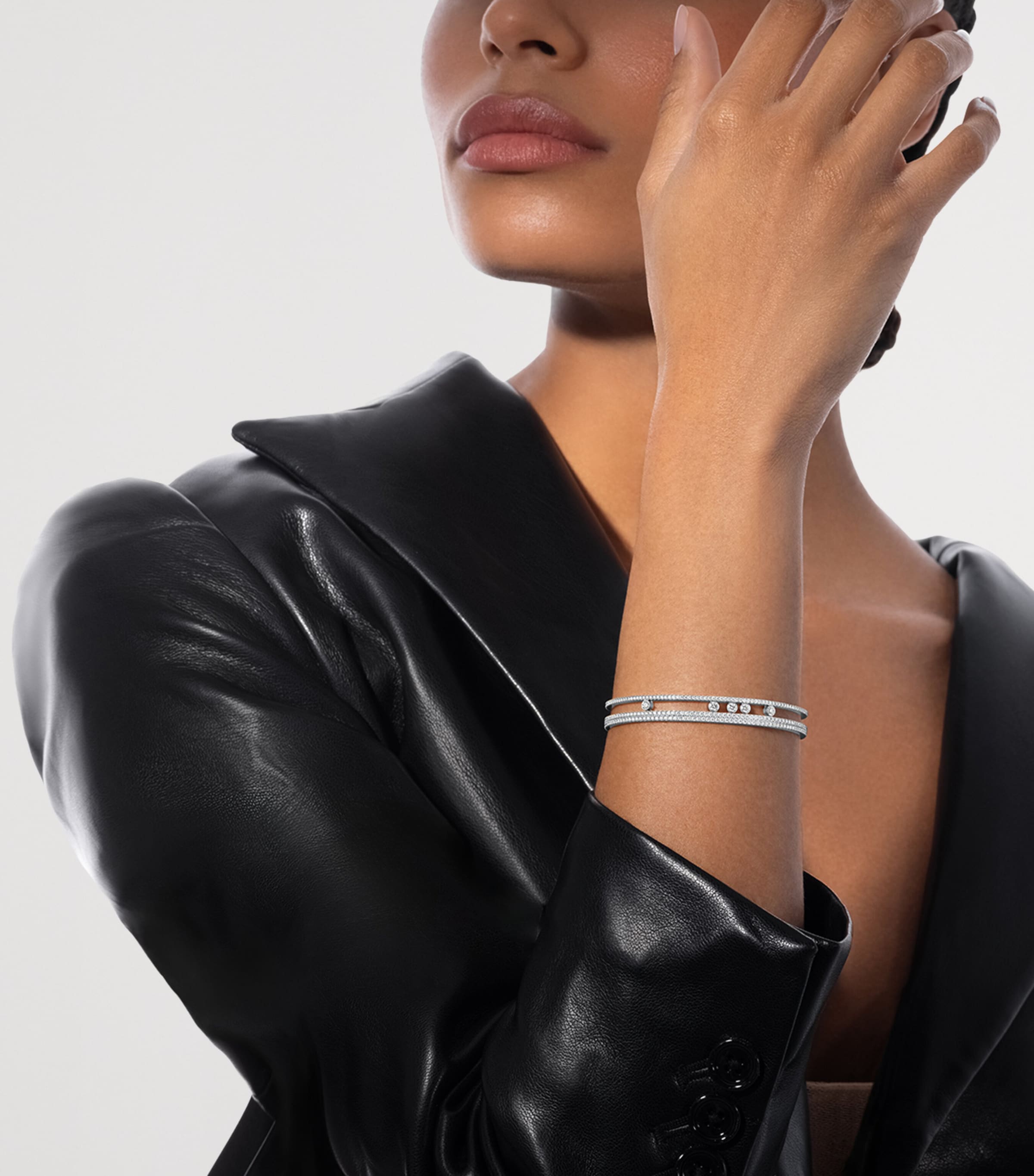 Messika Move Romane White Gold and Diamond Pavé Bangle (1.75ct) White Gold Image 2