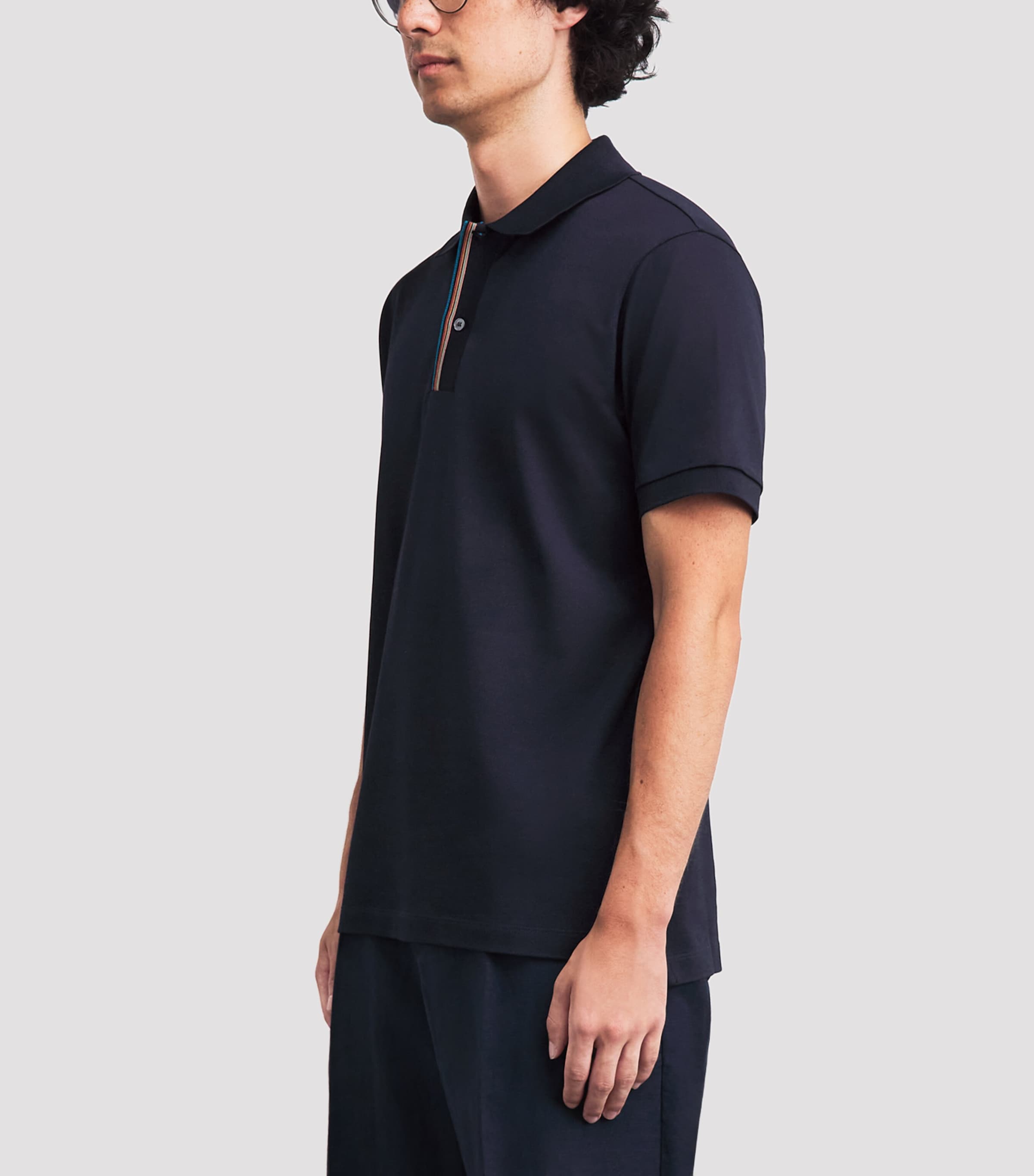 Paul Smith Mens Cotton Artist Stripe Polo Shirt Dark Navy Image 4