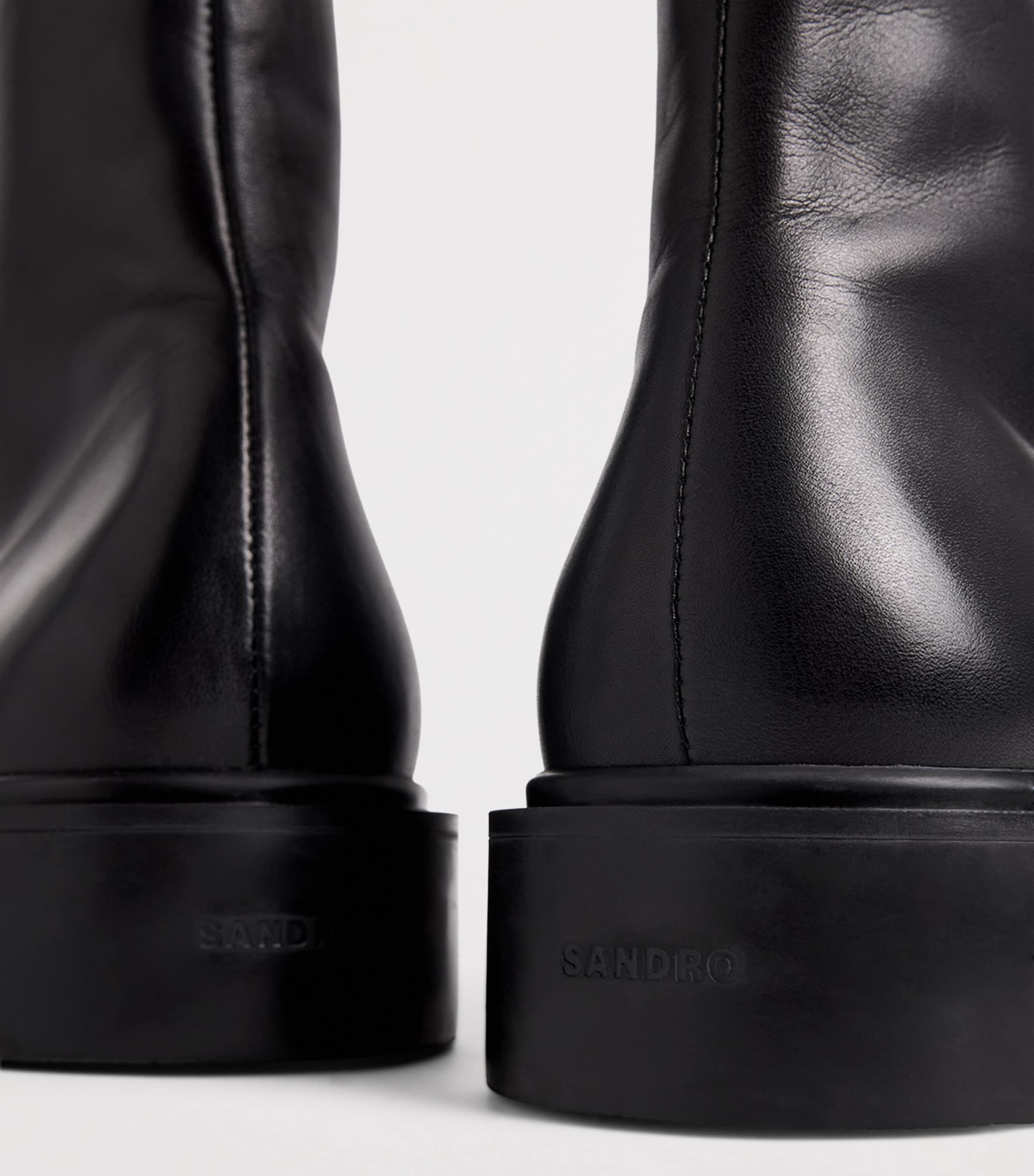 Leather Zipper Boots BLACK Image 7