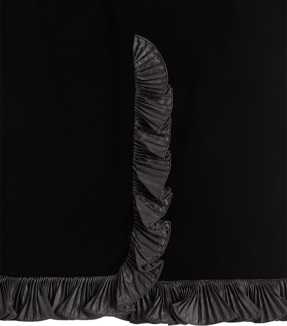 Velvet Ruffled Pencil Skirt 0NO Image 5
