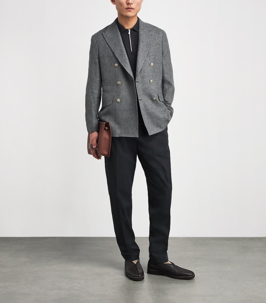 Eleventy Mens Stretch-Cotton Relaxed Trousers Nero Image 2