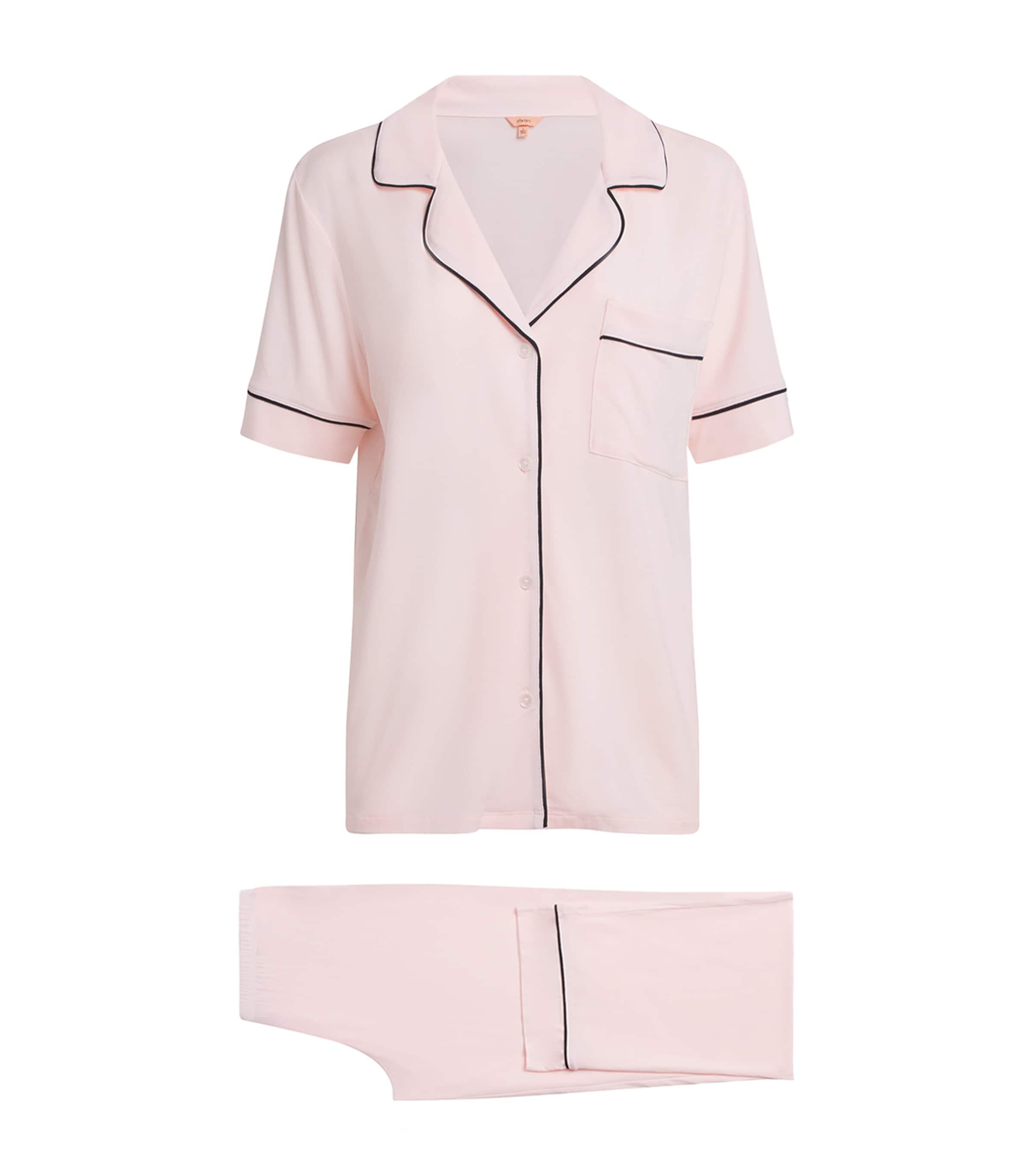Eberjey Womens Short-Sleeve Gisele Pyjama Set Sorbet Pink/black Image 1