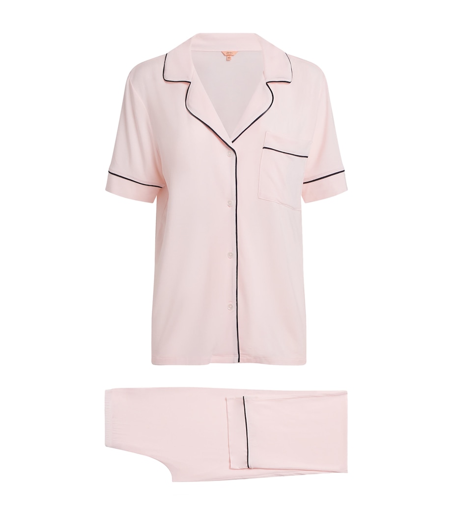 Eberjey Womens Short-Sleeve Gisele Pyjama Set Sorbet Pink/black Image 1