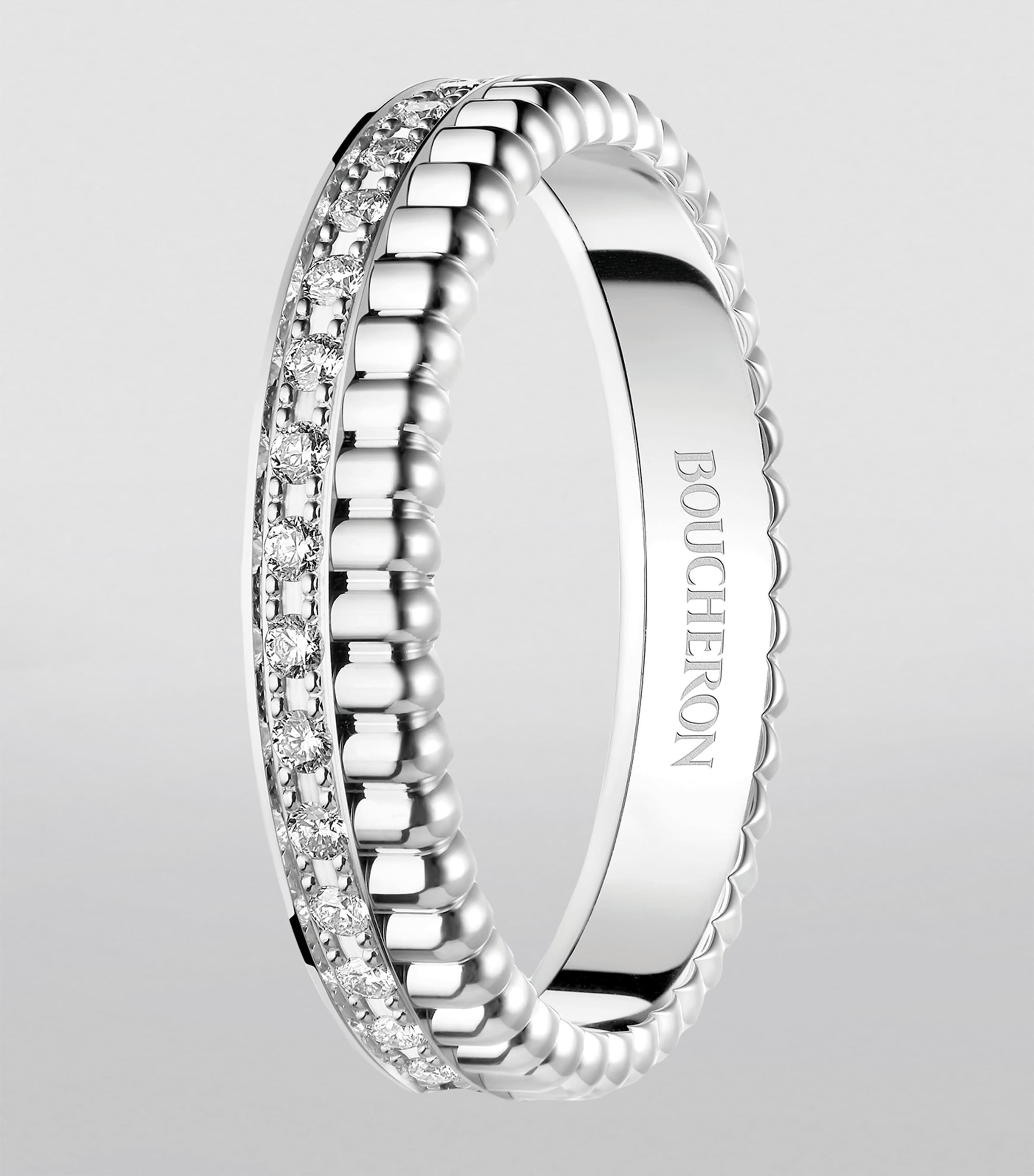 White Gold and Diamond Quatre Radiant Wedding Band MULTI Image 3