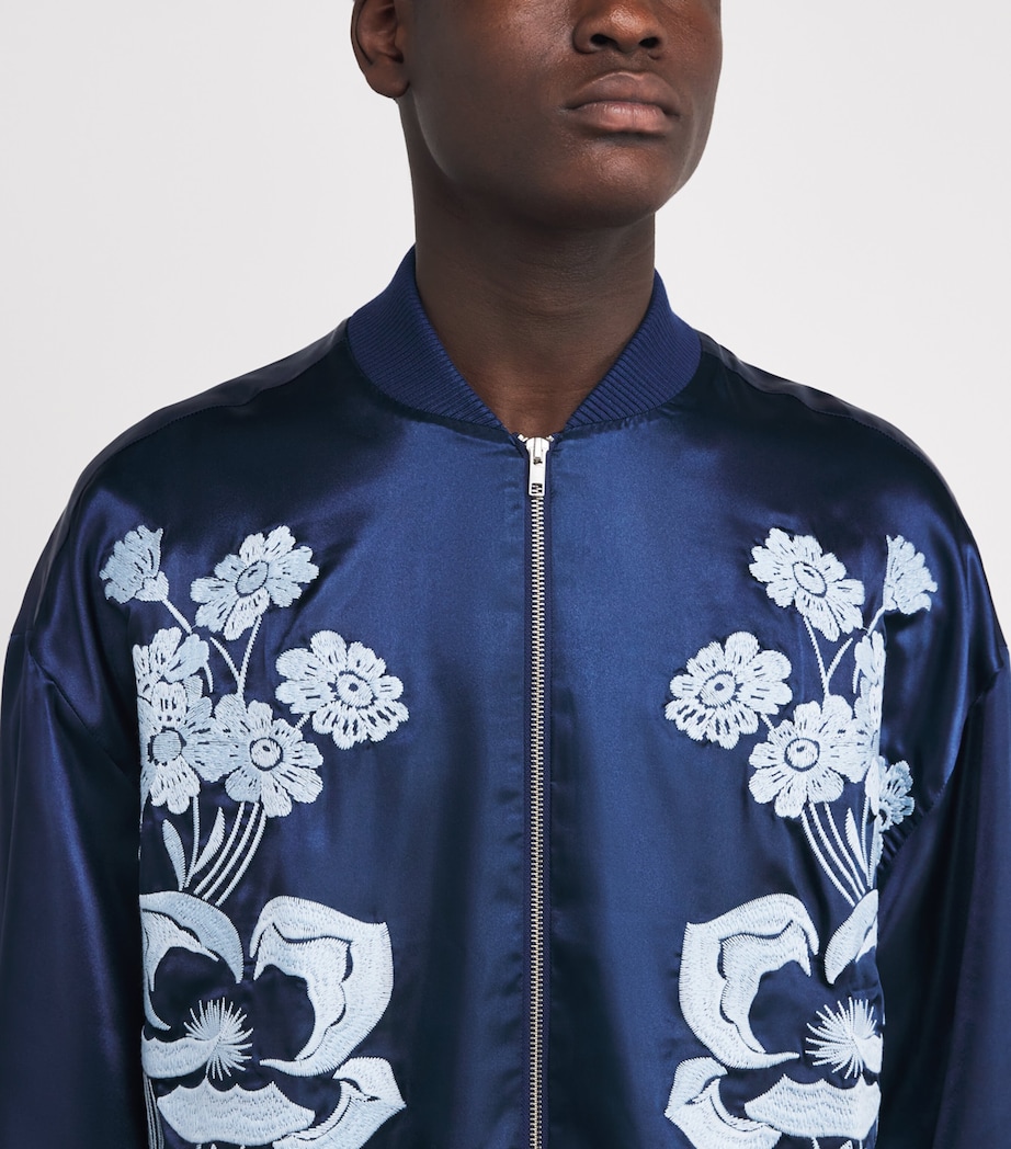 Floral Embroidered Bomber Jacket BLUE Image 6