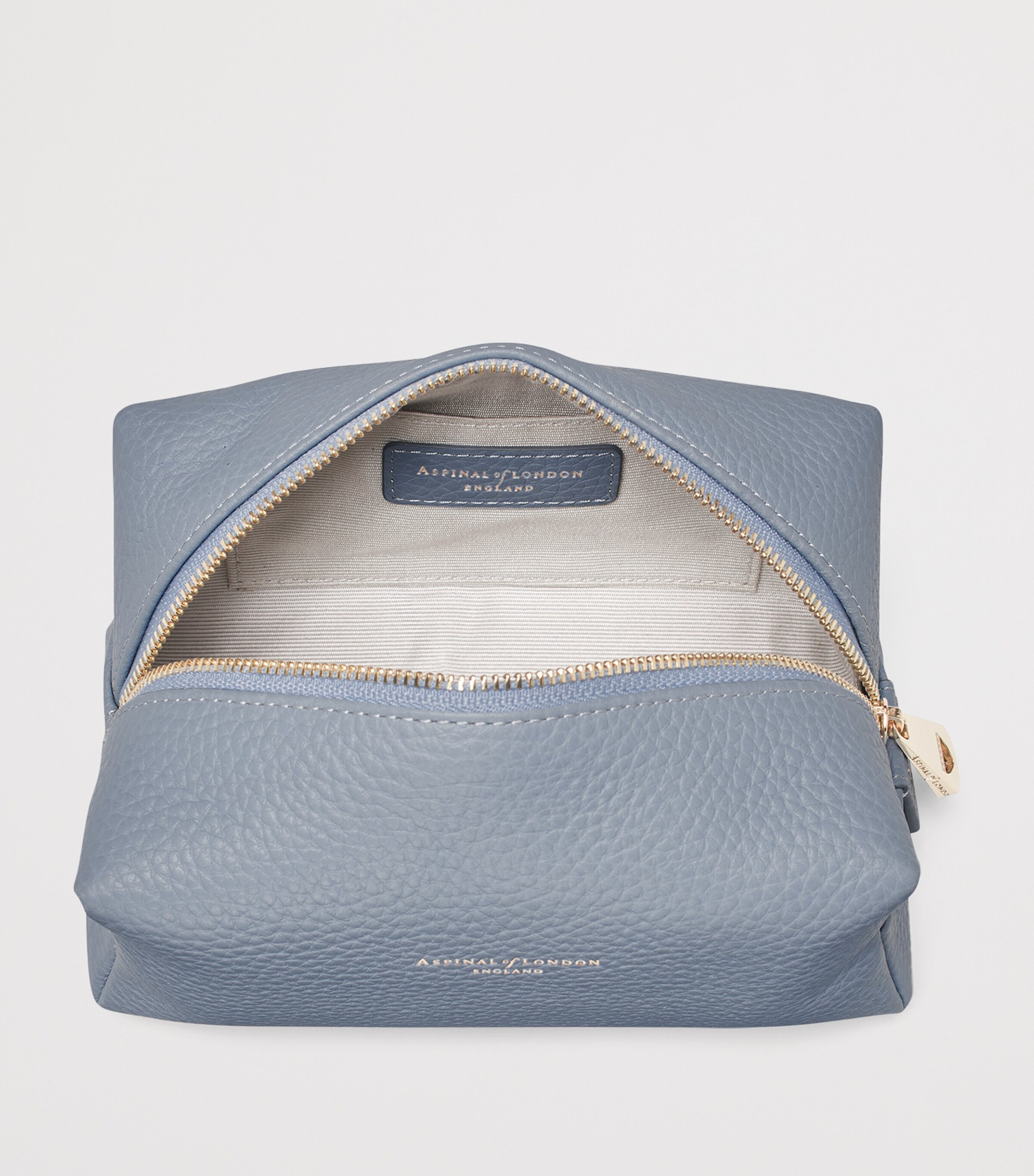 Aspinal Of London Medium Grained Leather Cosmetics Case Skyblue Image 4
