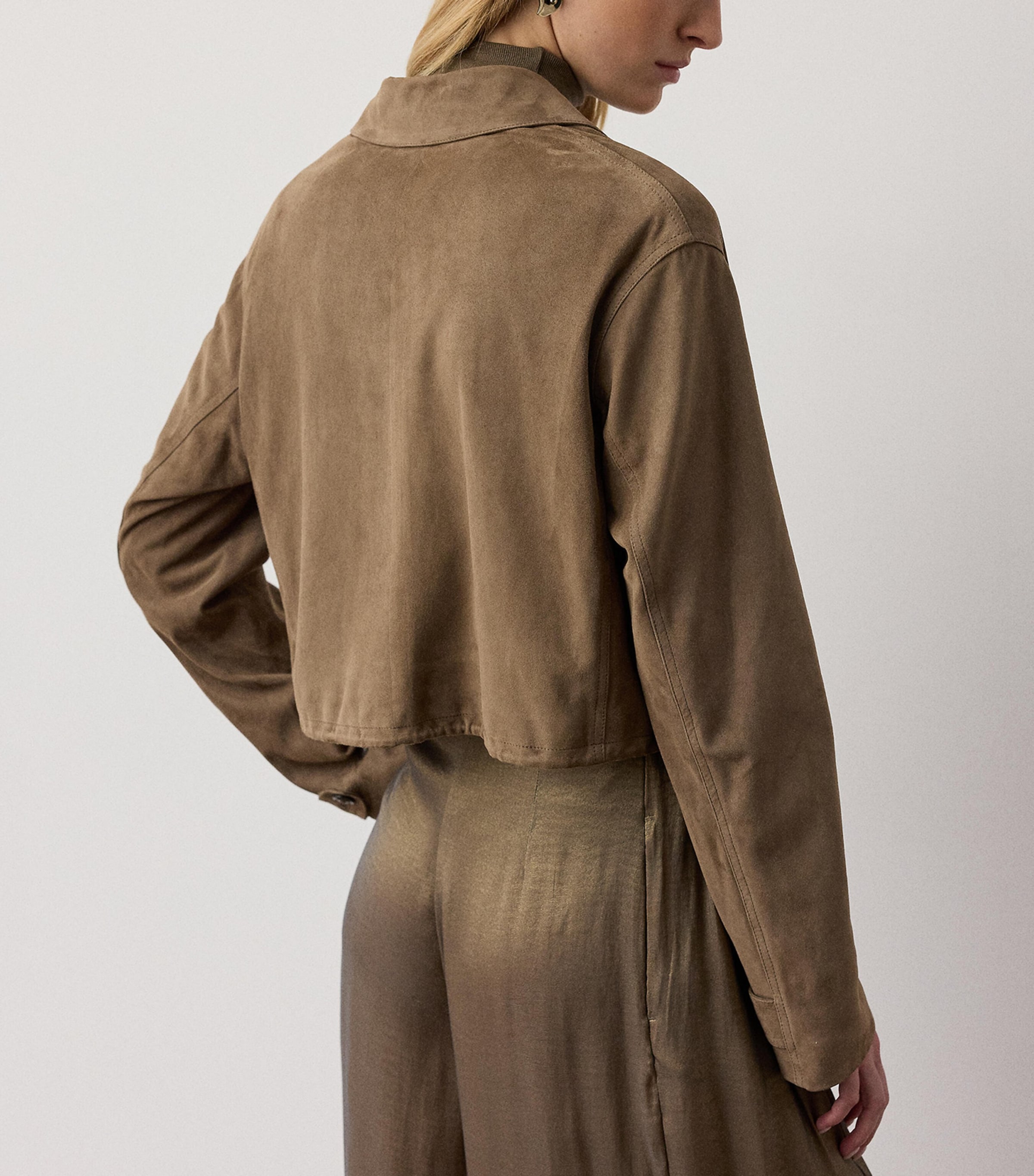 Ralph Lauren Collection Womens Suede Cropped Utility Jacket Portobello Image 5