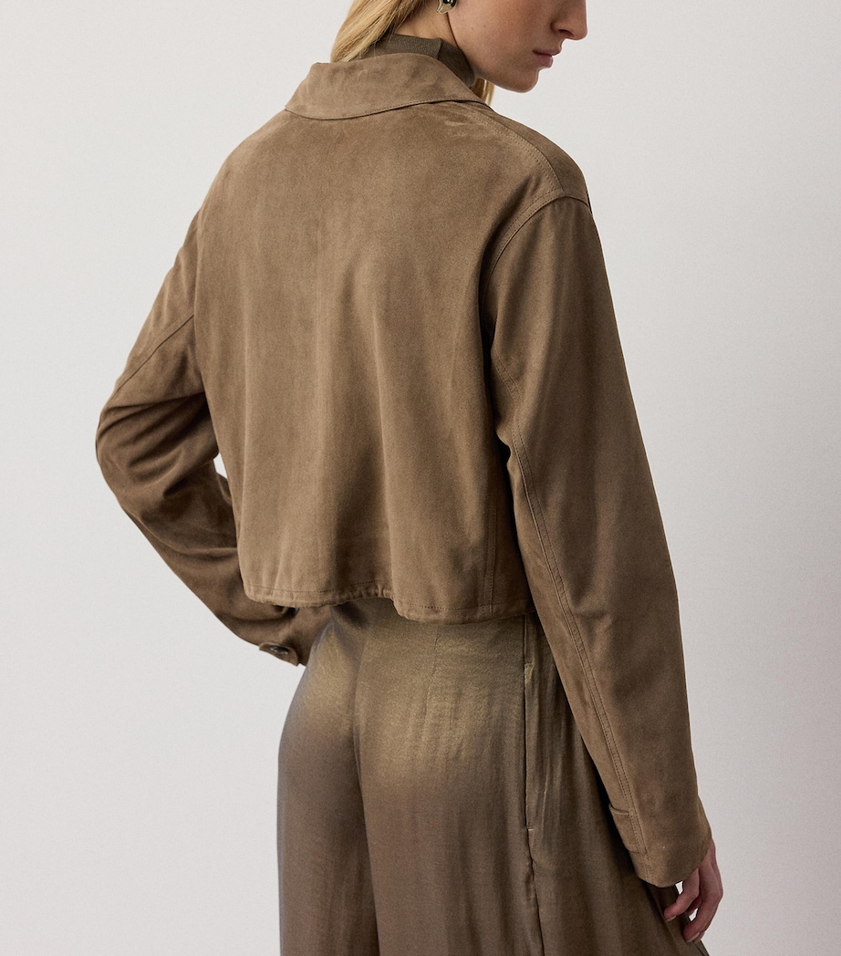 Ralph Lauren Collection Womens Suede Cropped Utility Jacket Portobello Image 5