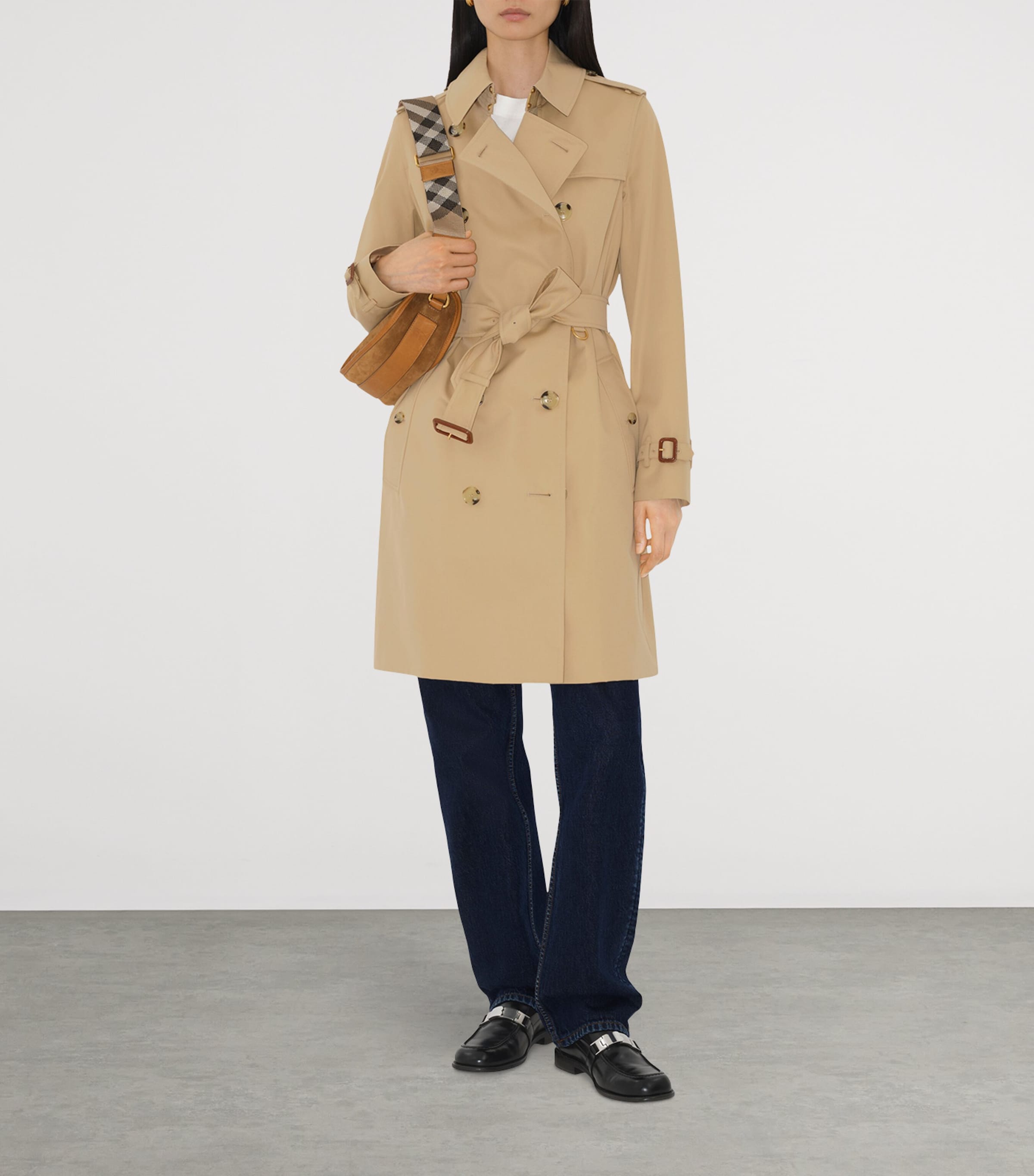 Gabardine Mid-Length Kensington Heritage Trench Coat HONEY Image 6