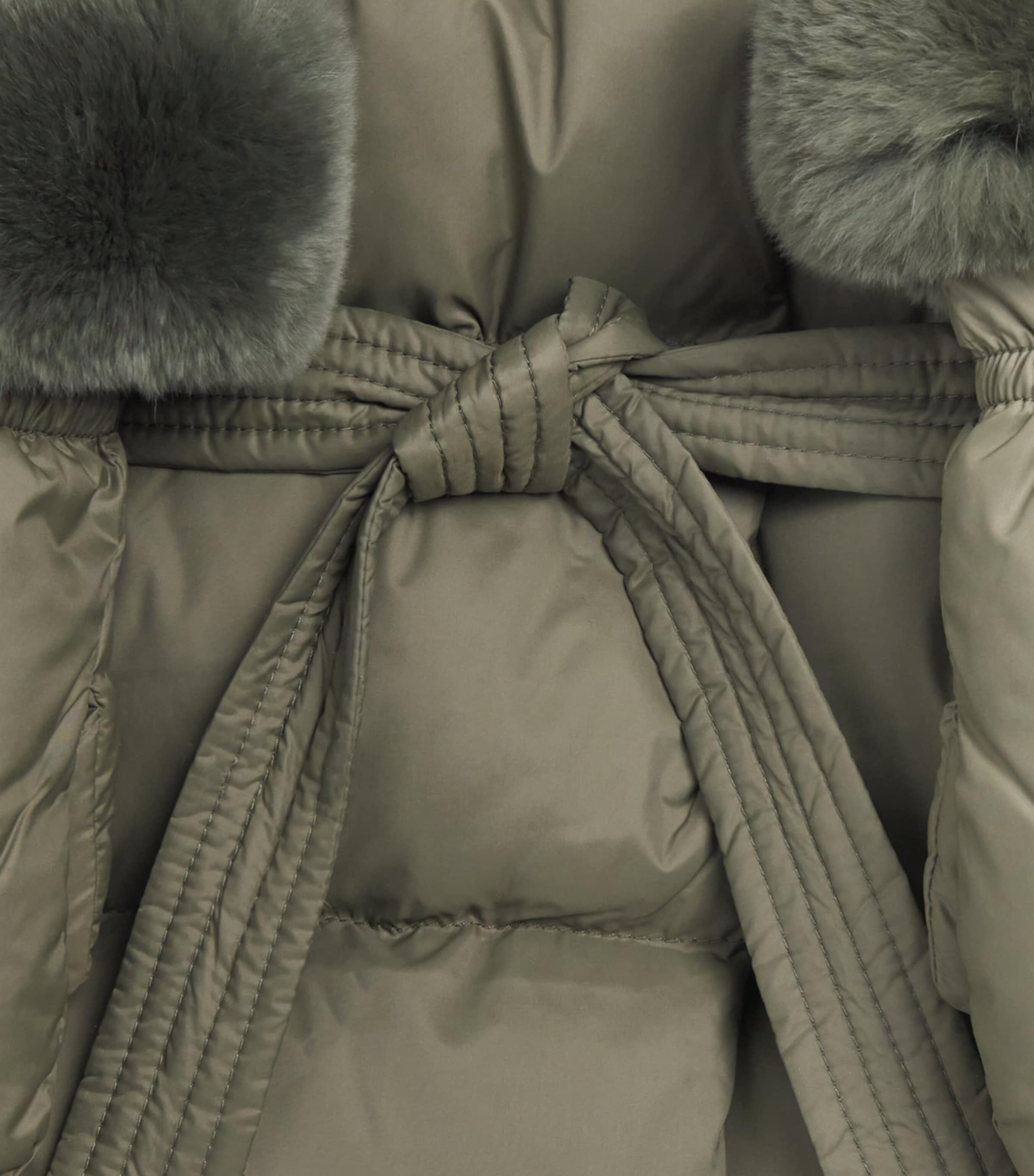 Down Fur-Trim Coat with Mittens (4-14 Years) A8077HERBAL TEA Image 3