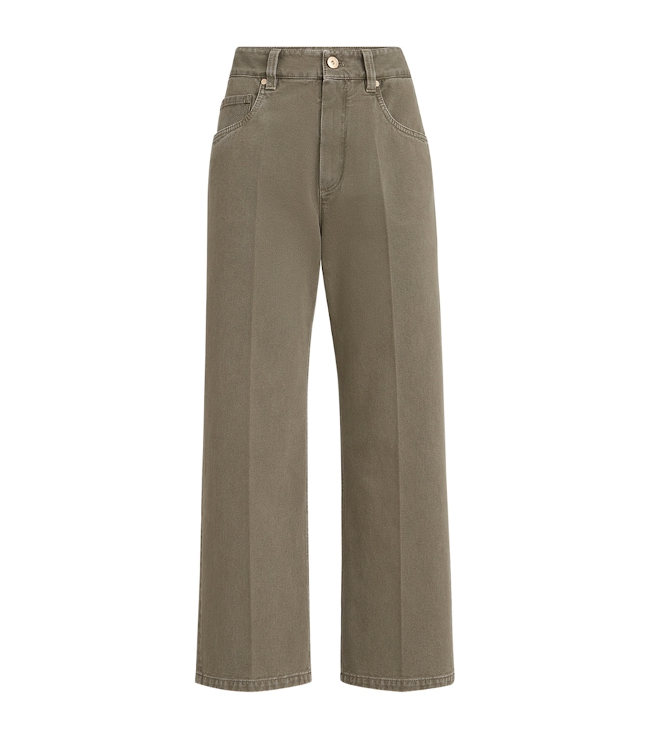 Brunello Cucinelli Womens Cotton Denim Garment-Dyed Trousers Image 1