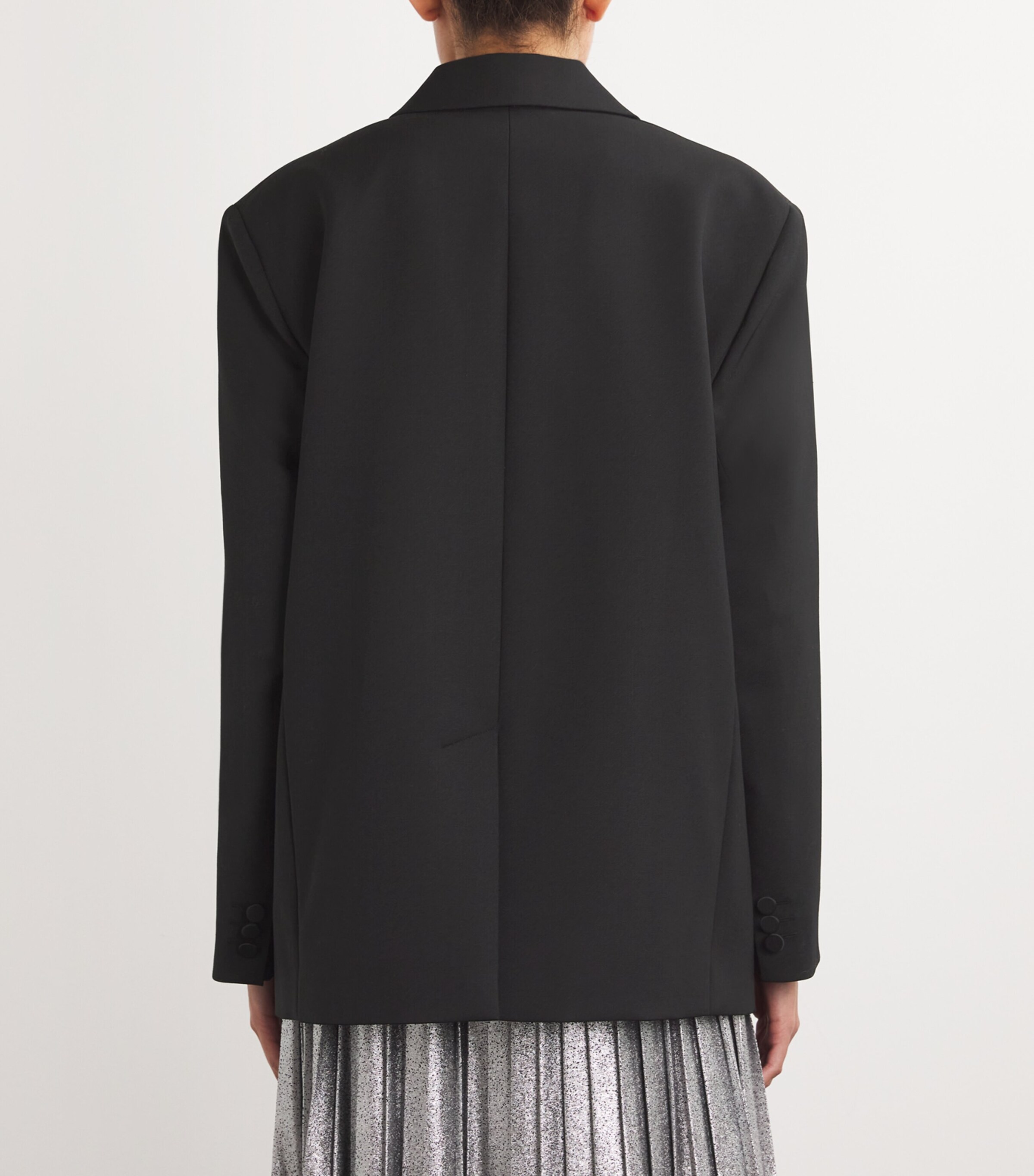 Satin-Lapel Blazer BLACK Image 4