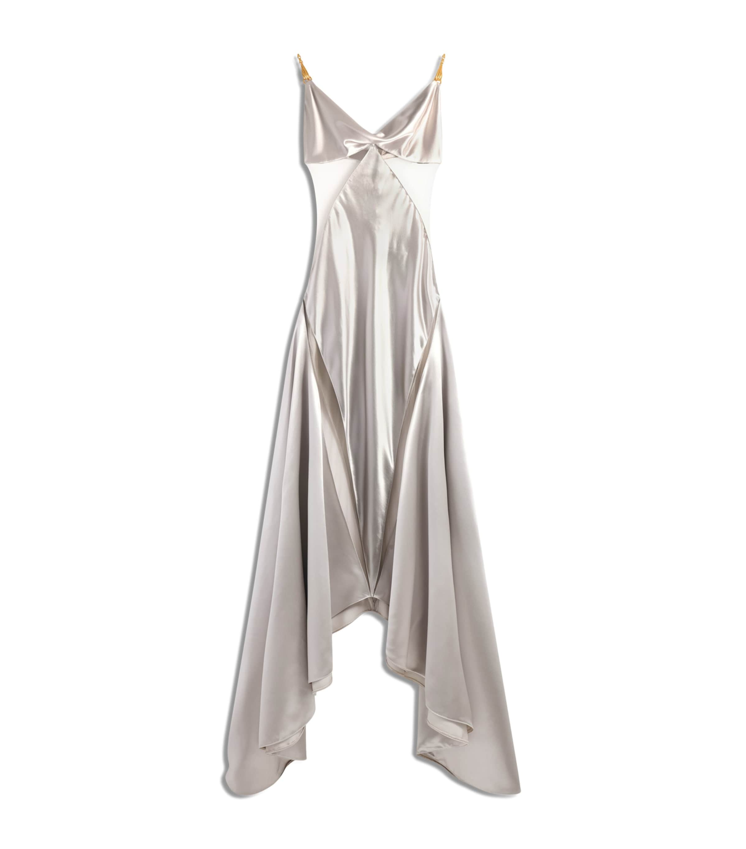 Schiaparelli Womens Satin Bias Cut Gown Silver Image 1