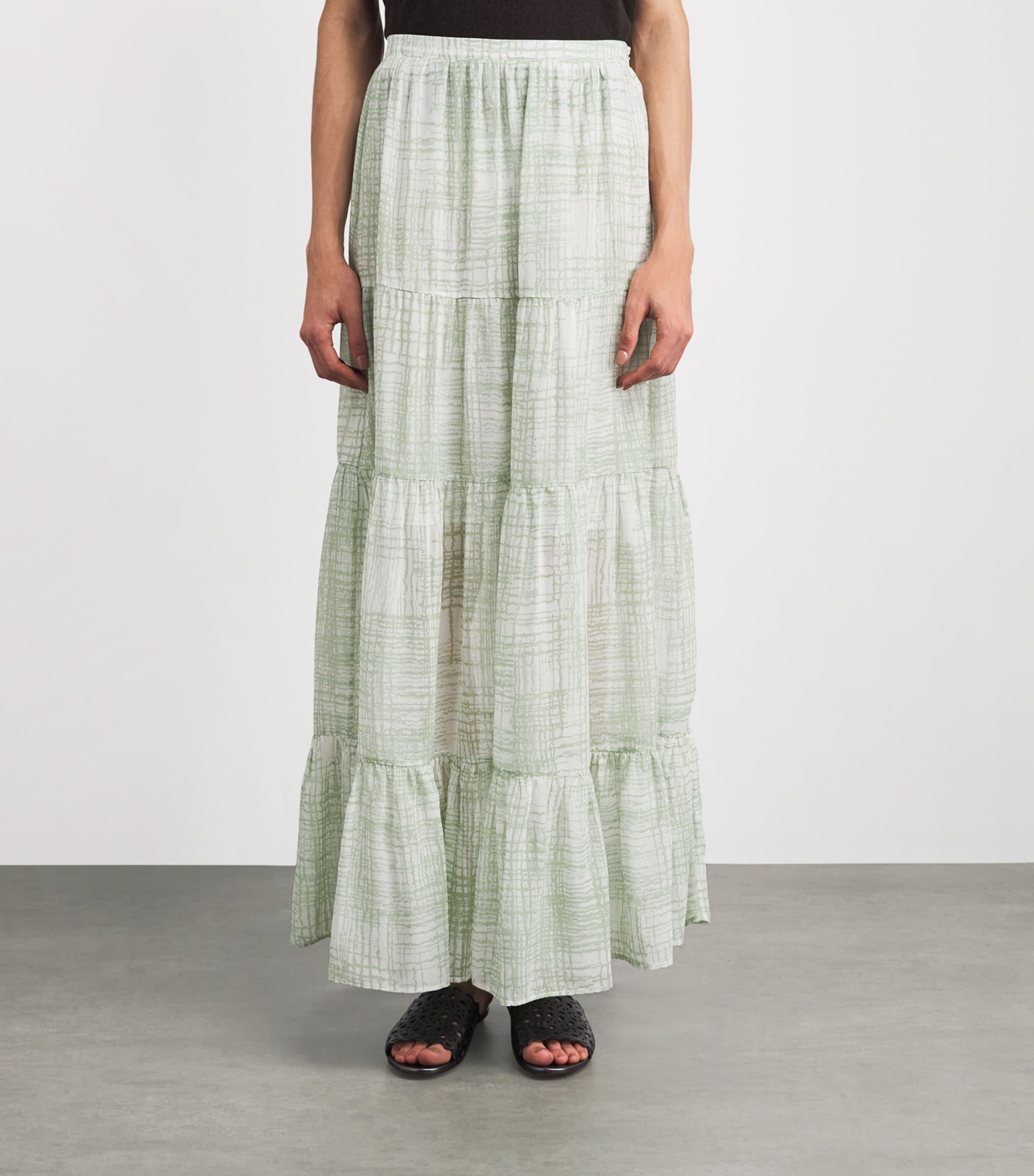 Kiton Womens Silk Printed Midi Skirt Mint Green Image 4