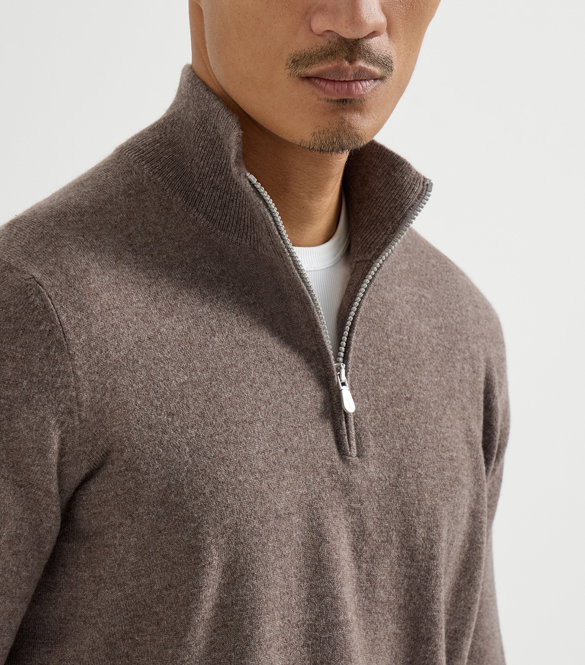 Brunello Cucinelli Mens Cashmere Half-Zip Sweater Image 6