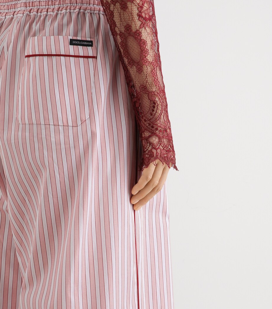 Dolce&Gabbana Womens Cotton-Silk Stripe Trousers Stri Image 5