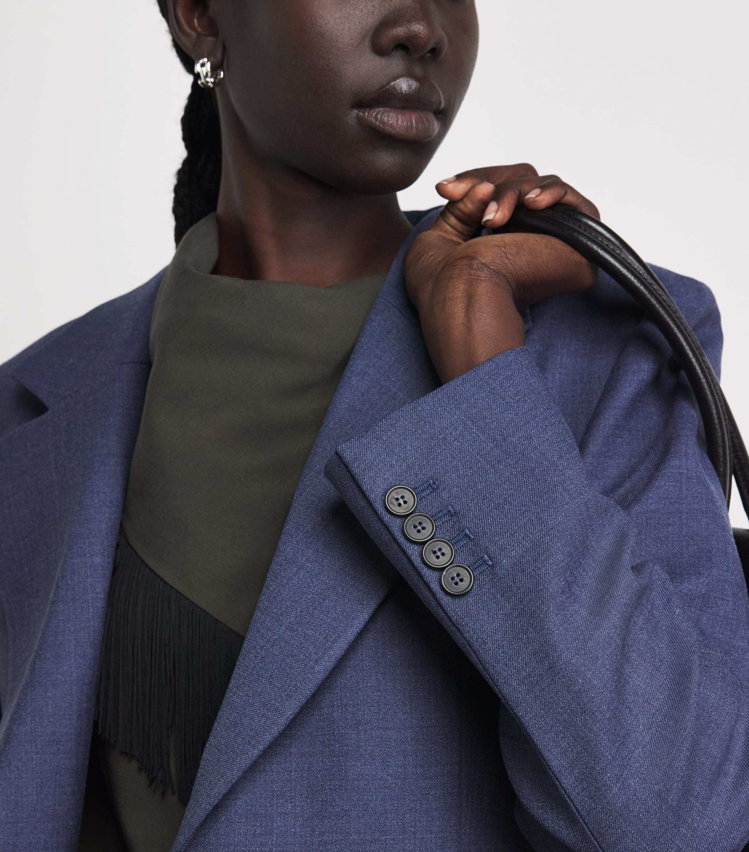 Victoria Beckham Womens Katherine Blazer Dusk Blue Melange Image 3
