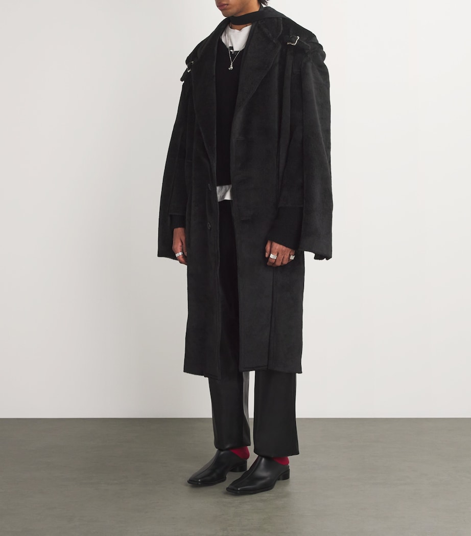 Enfants Riches Déprimés Mens Suri Alpaca-Wool Buckle-Detail Overcoat Black Image 2